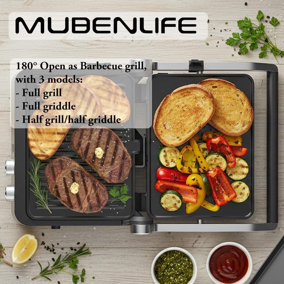 Panini Press 4 Slice Contact Grill Removable Plates