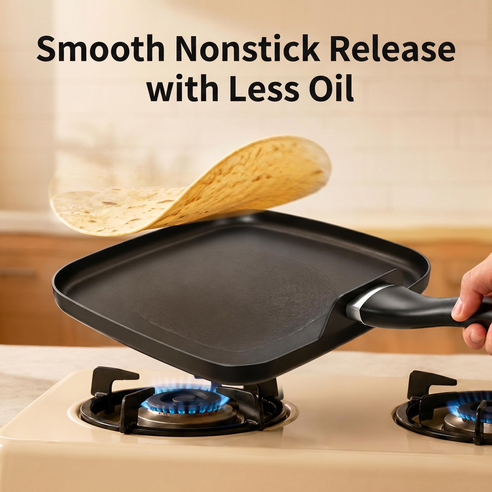 10″ Comales Para Tortillas De Acero Inoxidable Plancha Cuadrada Antiadherente US