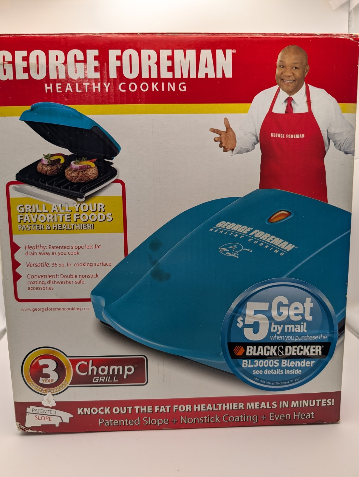 George Foreman Healthy Cooking Grill Teal Color GR0036TQ