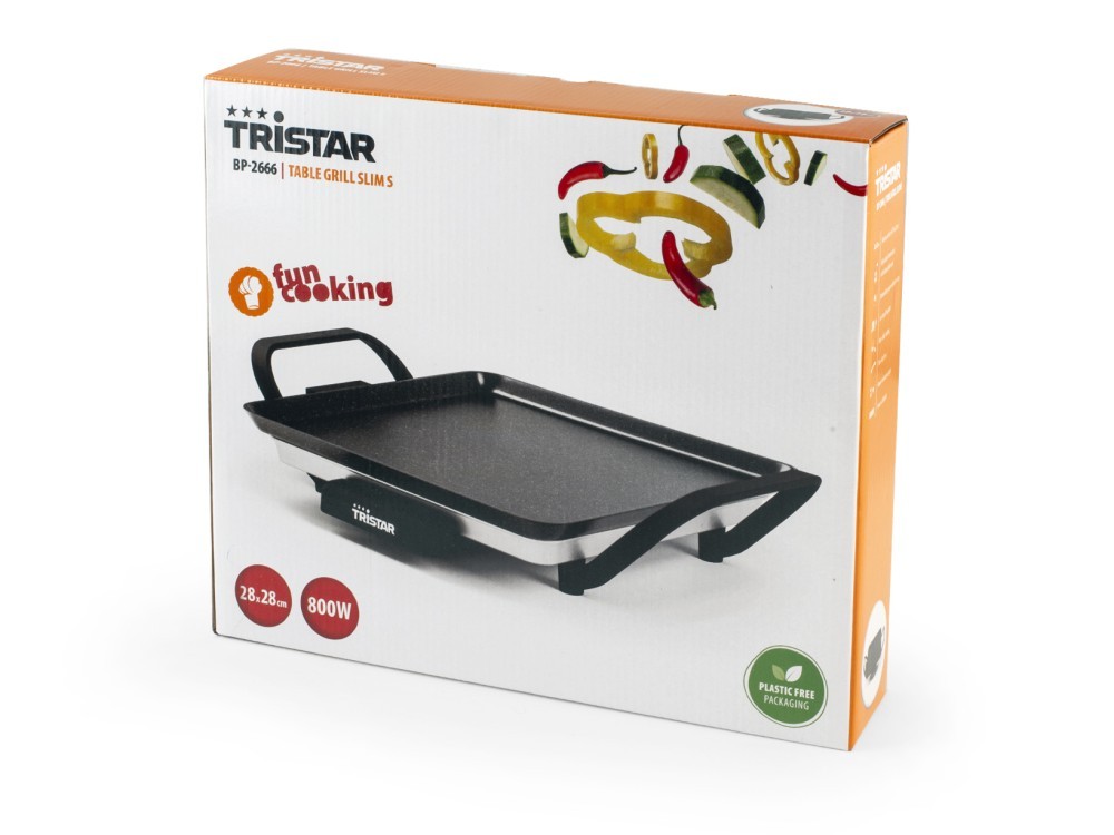 Tristar Electric Grill Smooth Plate 28×22 cm Power 800 Watt