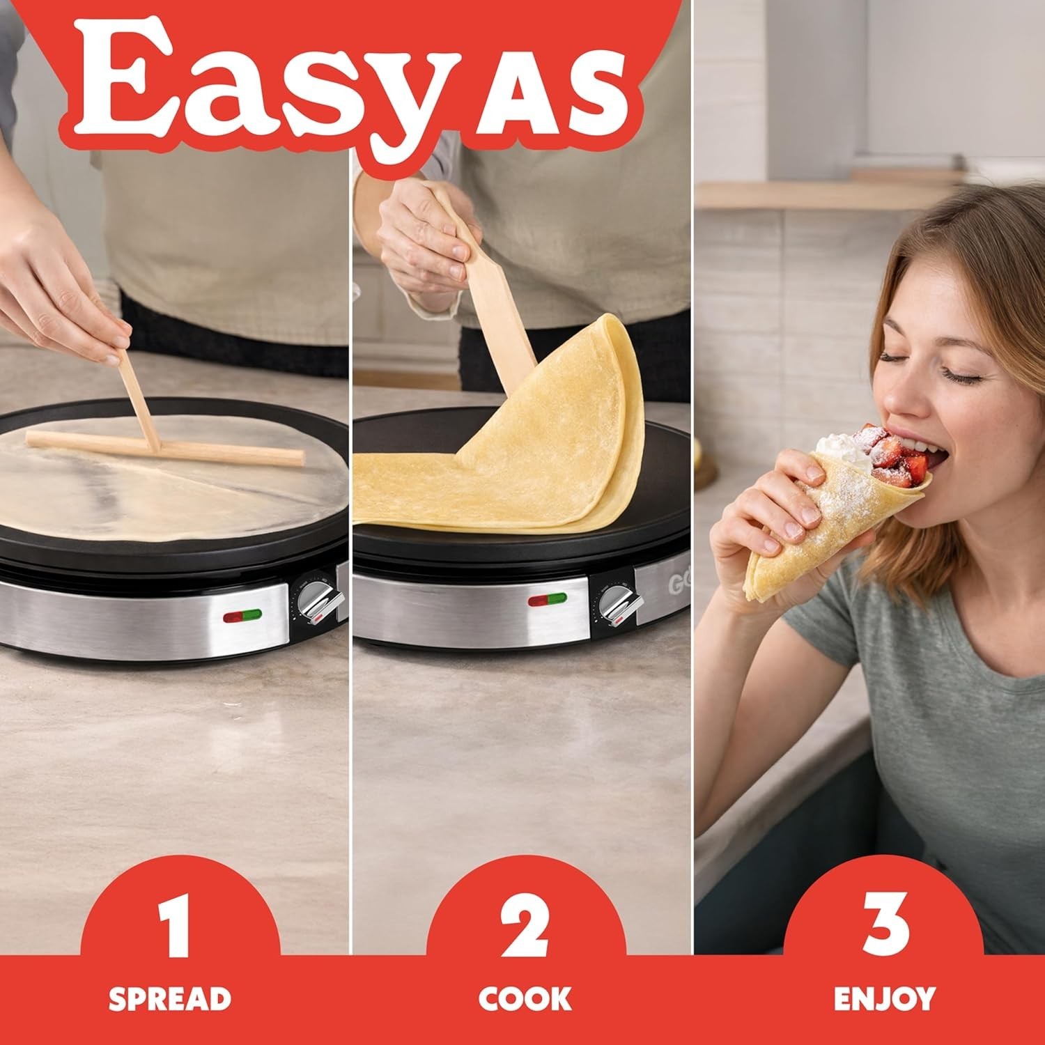 12” Crepe Maker – Nonstick Electric Griddle for Pancakes, Omelets & More, Pre…