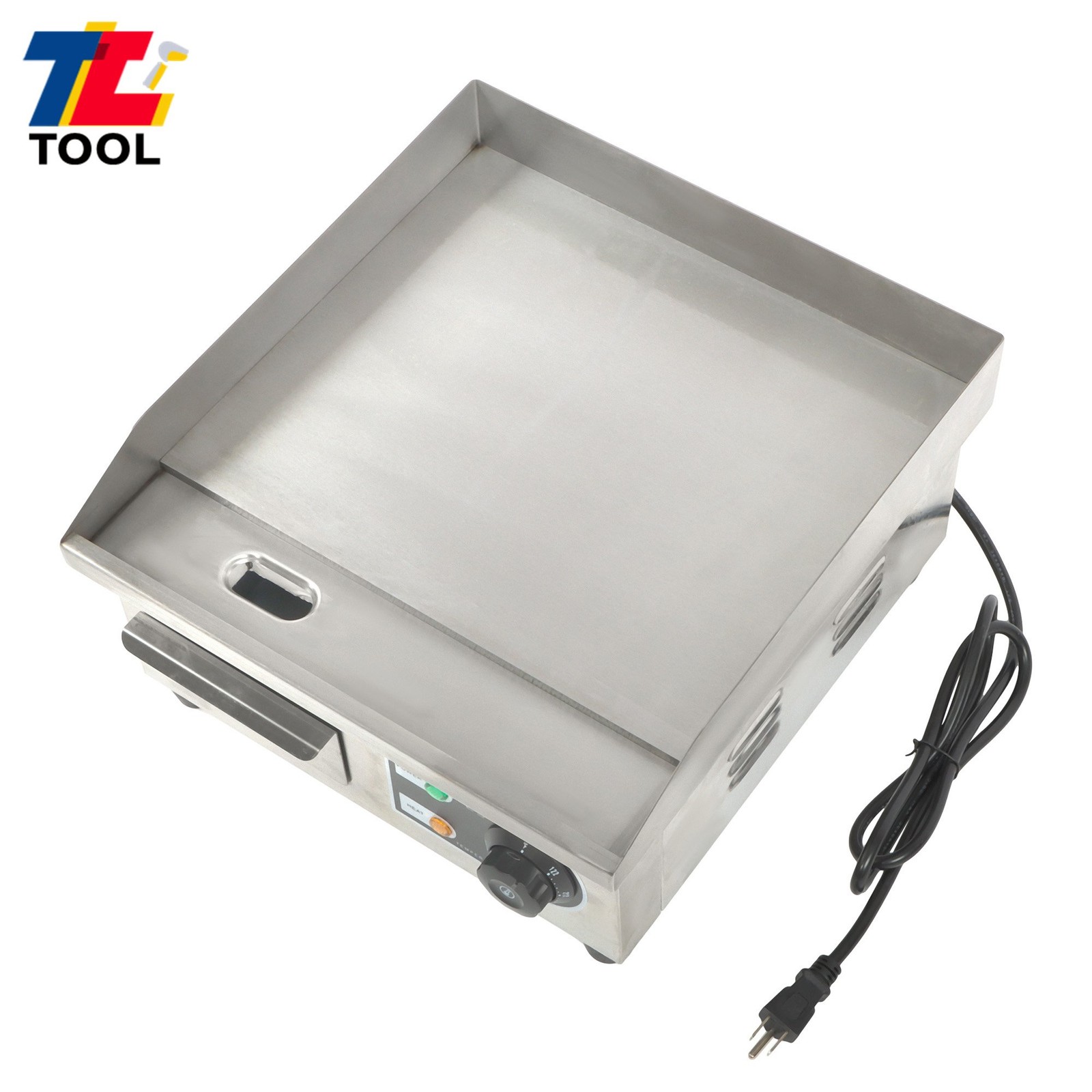 Stainless Steel Electric Griddle, 1500W, 14in Flat Top for Home & Restaurant