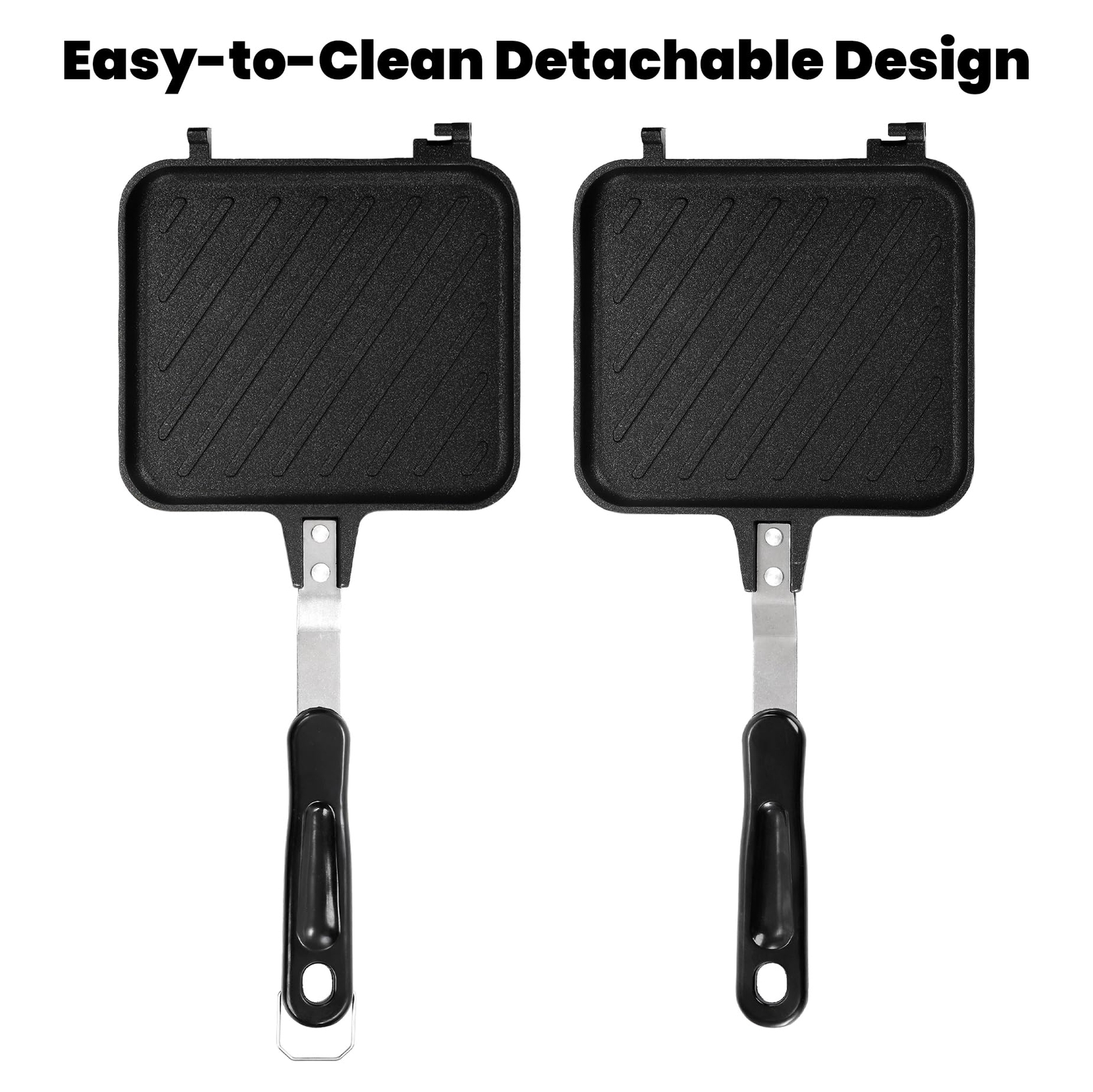 Hot Sandwich Panini Maker with Handle, Non-Stick Double Sided Frying Pan Grilled