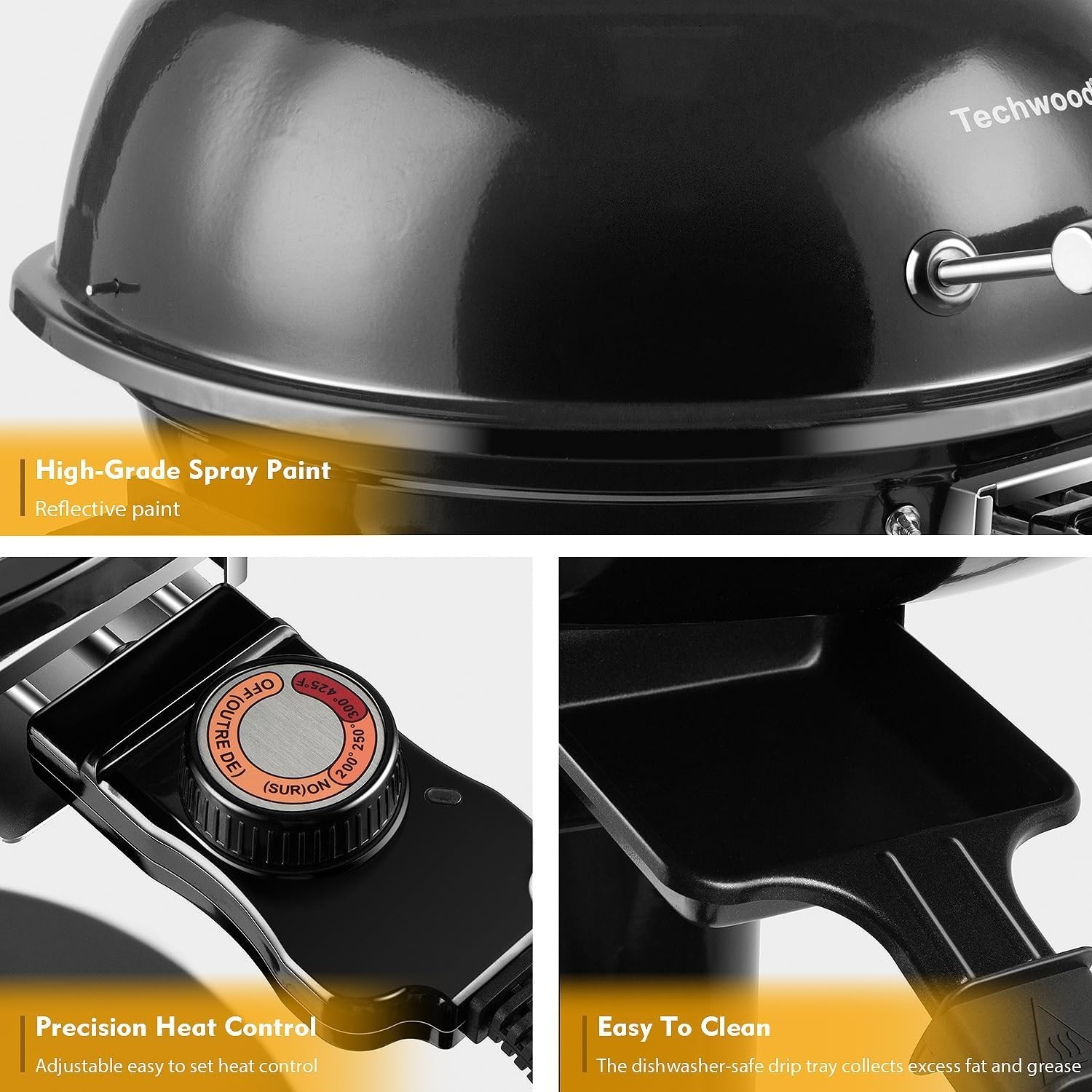1600W Portable Electric Grill with Adjustable Temperature & Removable Drip Tray
