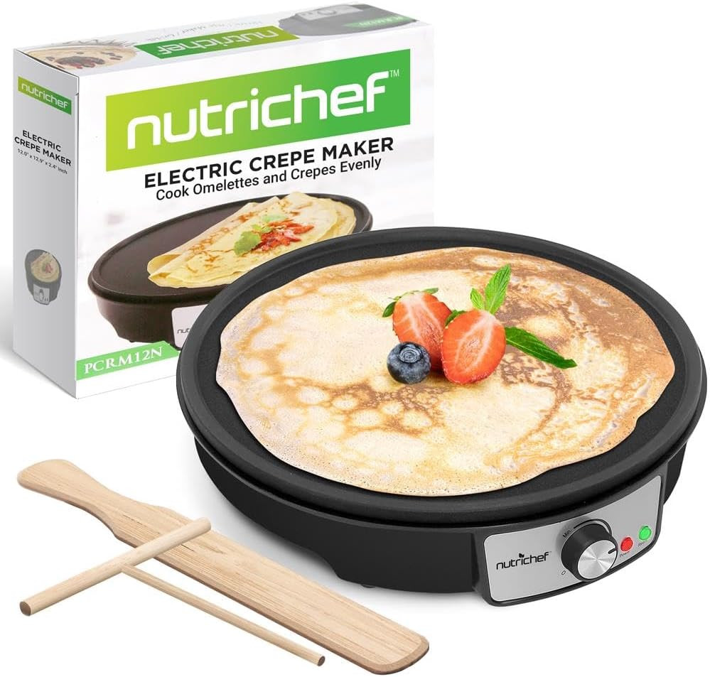 Electric Crepe Maker & Griddle Cooktop – Nonstick 12 Inch Aluminum Hot Plate wit