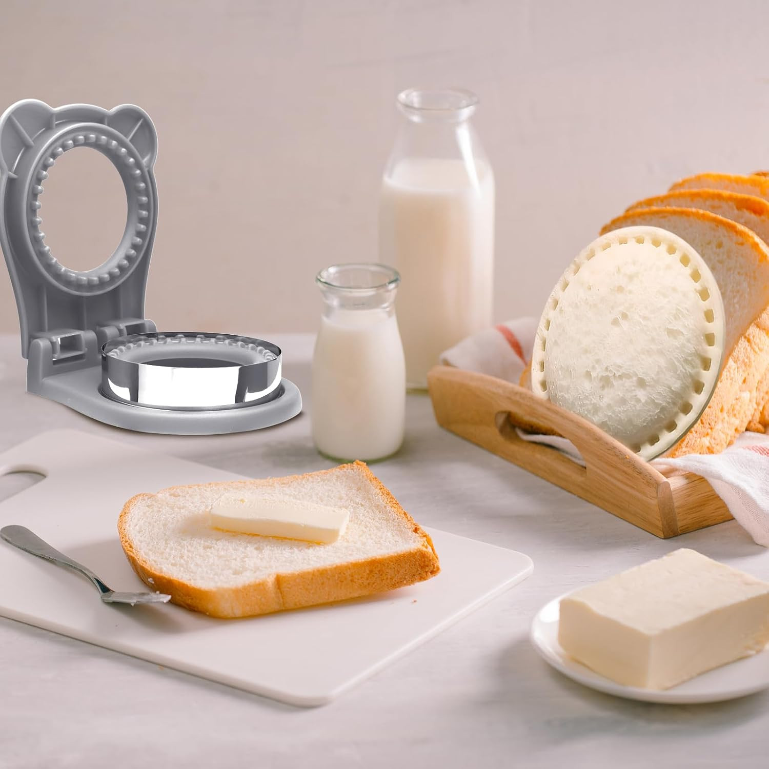 1 Pack Uncrustable Sandwich Maker, Circle Shape Sandwiches Pocket 3.7 Grey