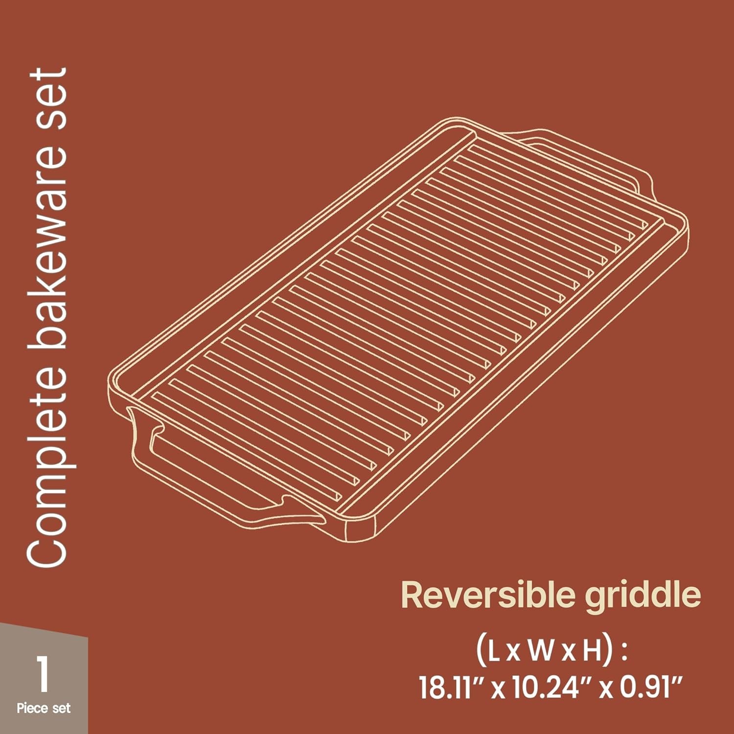 18 Cast Iron Reversible Griddle Flat Grill Pan Dual Burner Pre-Seasoned