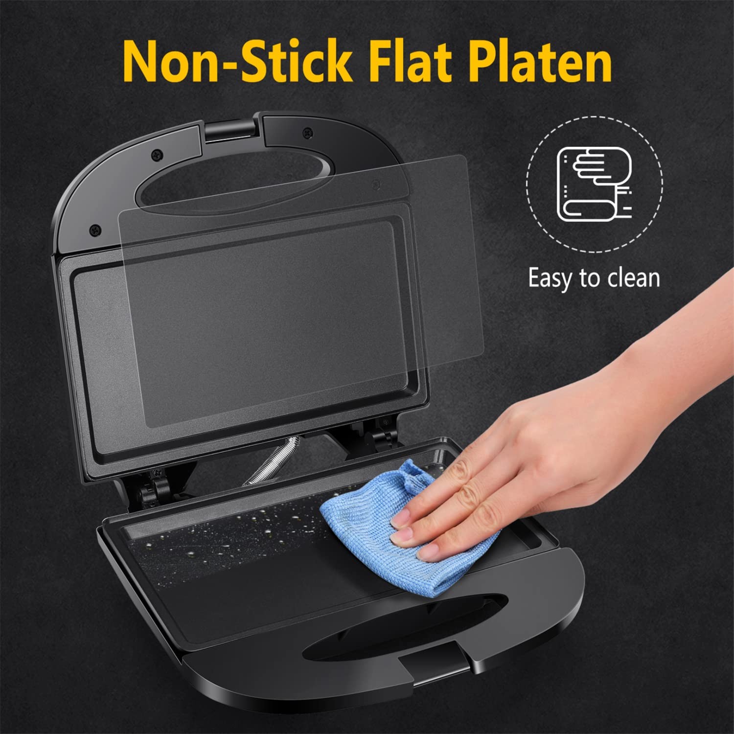 Sandwich Maker with Non-stick Deep Grid Surface for Egg, Ham, Steaks Compact …