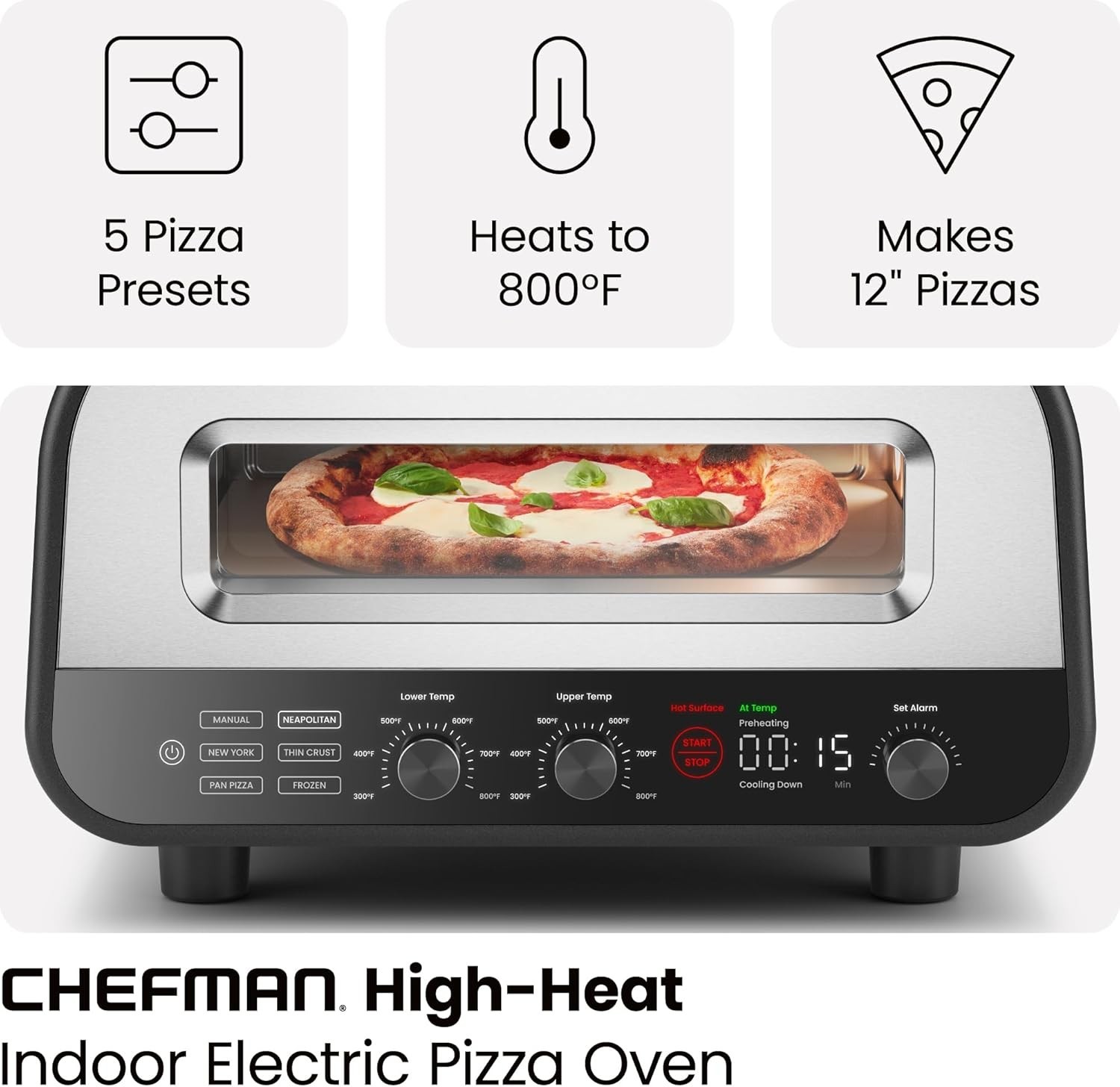 Indoor Pizza Oven – Makes 12 Inch Pizzas in Minutes, Heats up to 800°F – Coun…