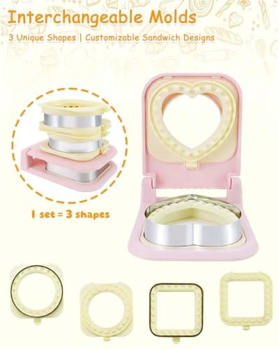 3-in-1 Crustless Sandwich Cutter & Sealer – Heart, Circle, Square – BPA-Free, Ea