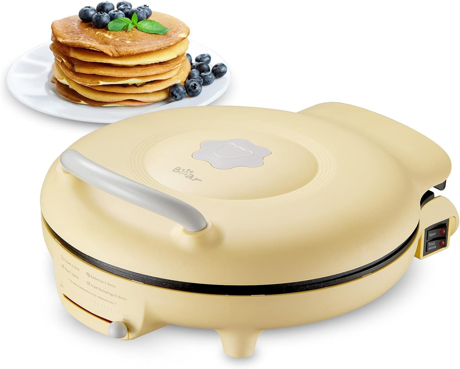 Bear 11.8” 1500W Electric Smokeless Indoor Grill with Adjustable Temp, Quesadil