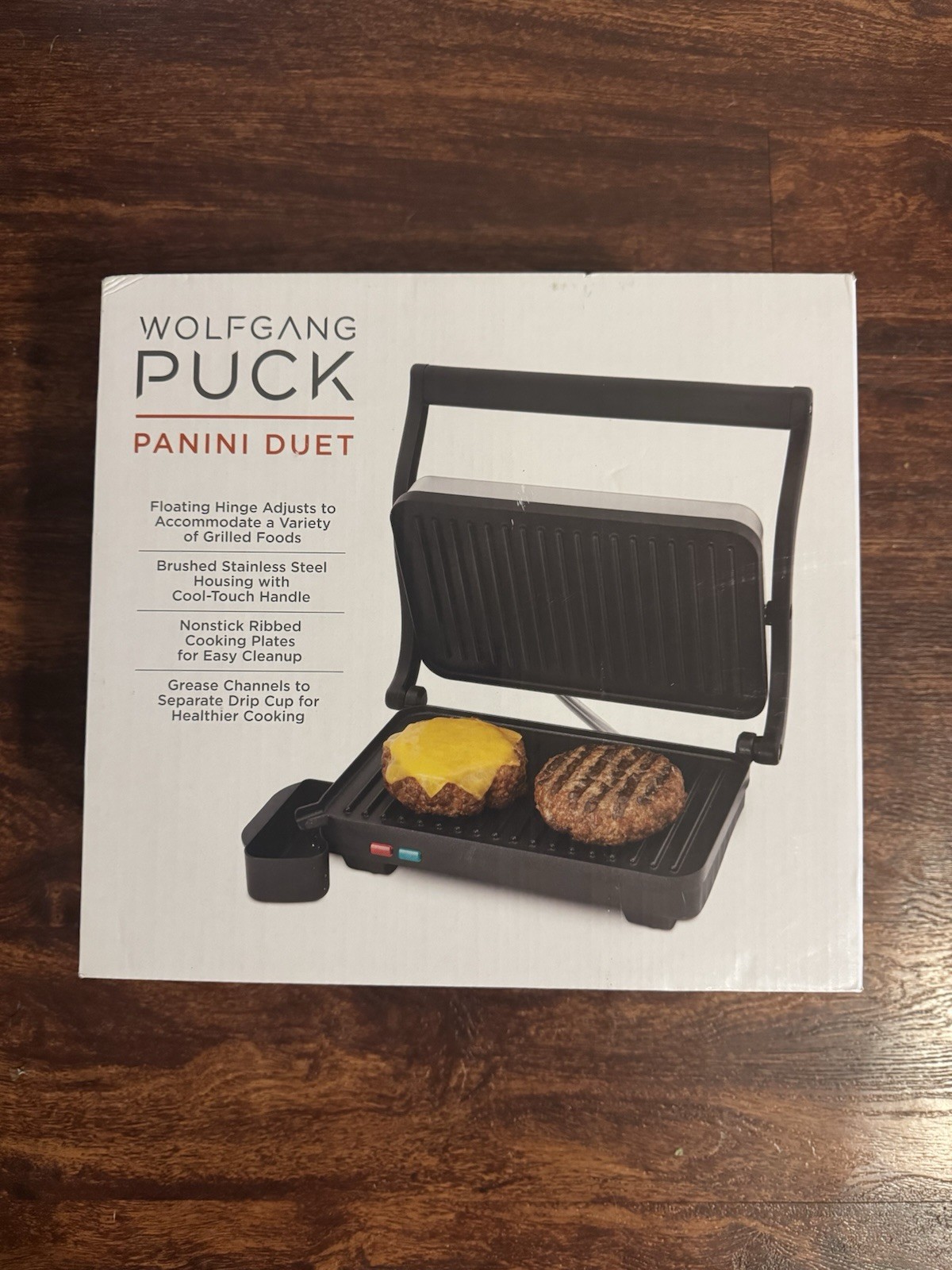 Wolfgang Puck Panini Duet Nonstick Stainless Steel Panini Maker New in Box