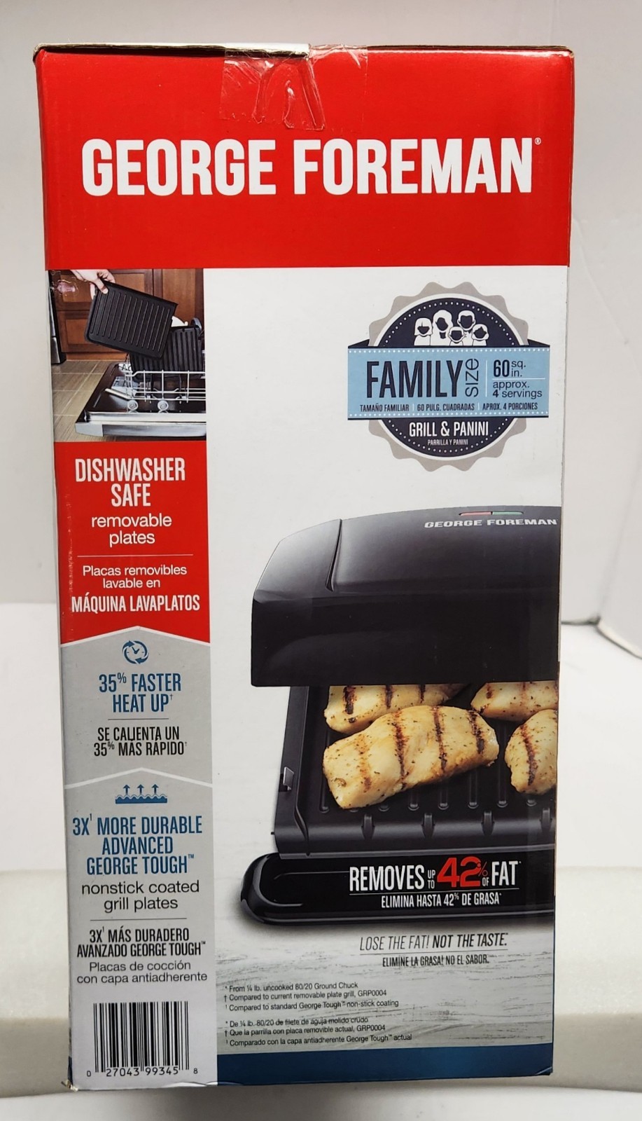 George Foreman Family Size Grill & Panini Press GRP1060B Dishwasher Safe – NEW