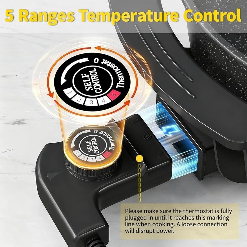 Dual Sided Electric Hot Pot 6L Nonstick Surface 5 Temp Control Recipe Book New