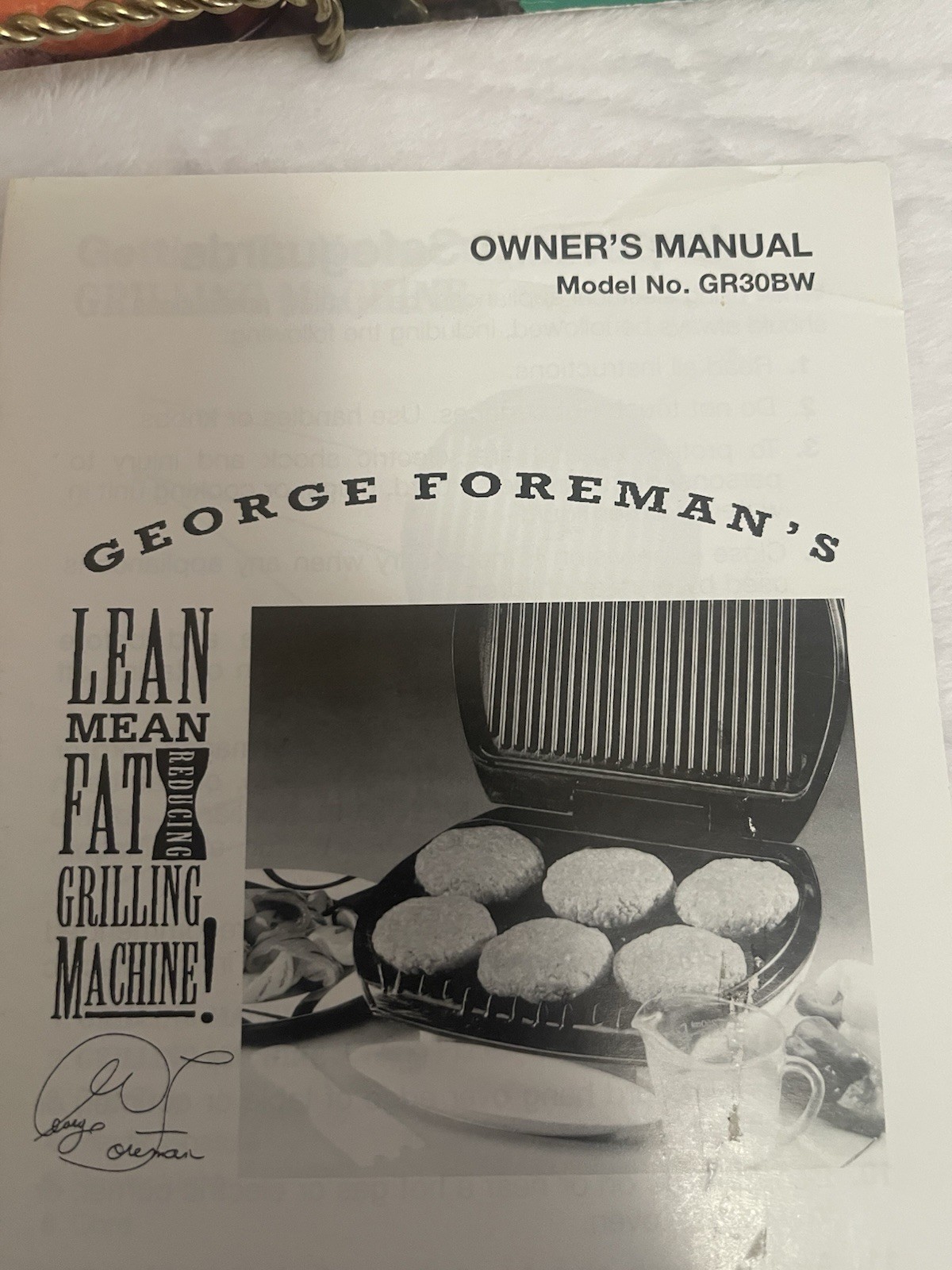 George Foreman Grill Owners Manual And Recipe Booklet 1996