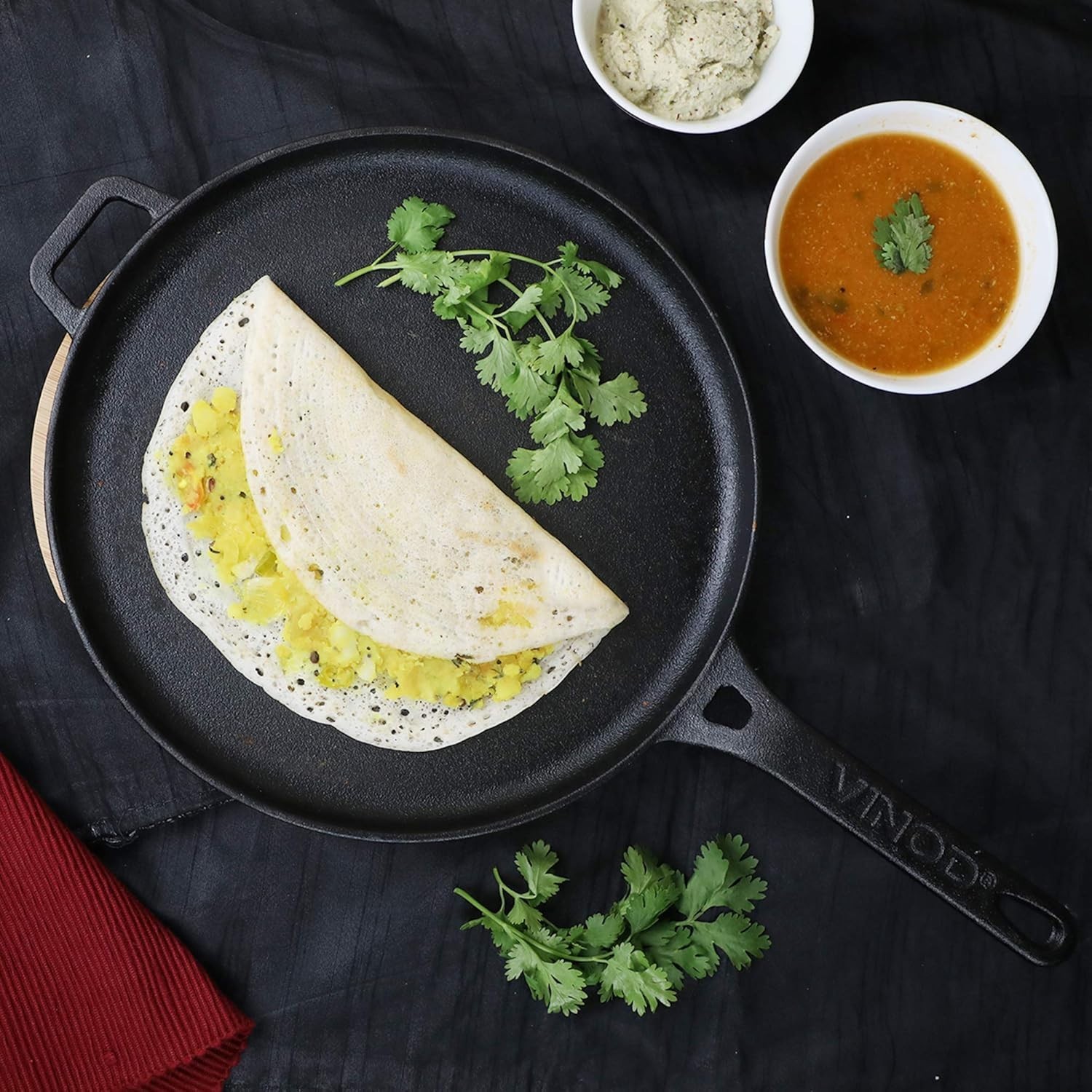 Vinod Legacy Cast Iron Dosa Tawa Pre-Seasoned Gas Oven Naturally Nonstick