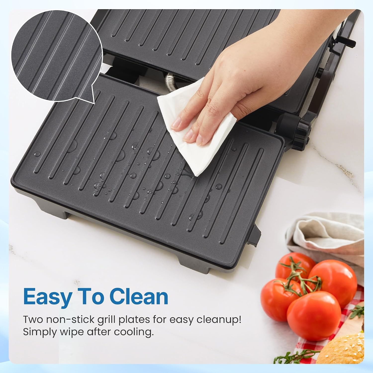 Panini Press Grill Indoor Sandwich Maker W/ Nonstick Plates Easy to Clean 1000W