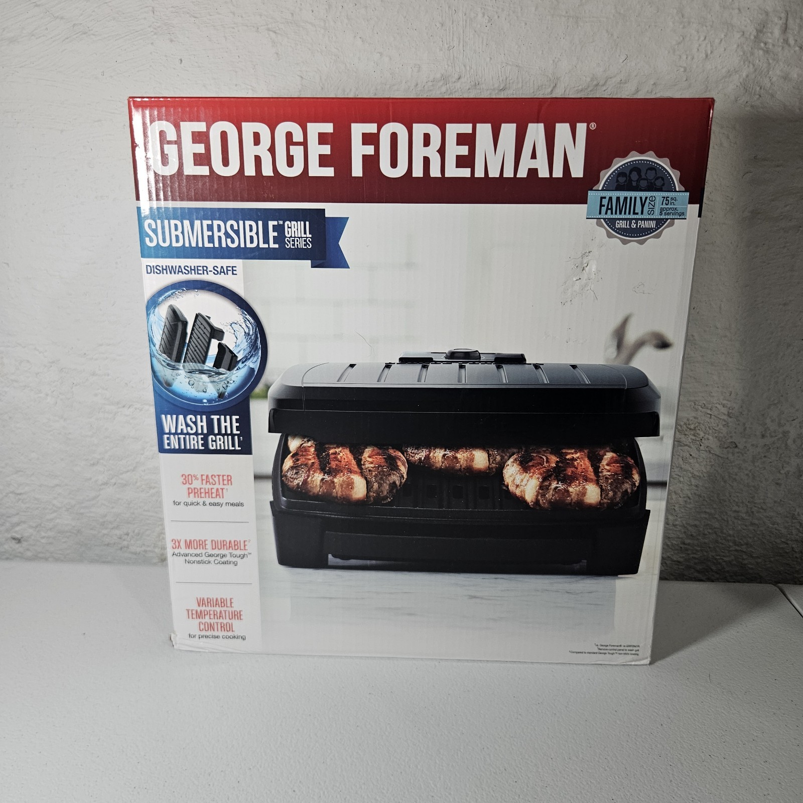 George Foreman – GRECV075B – 5-Serving Submersible Grill – Black Plates