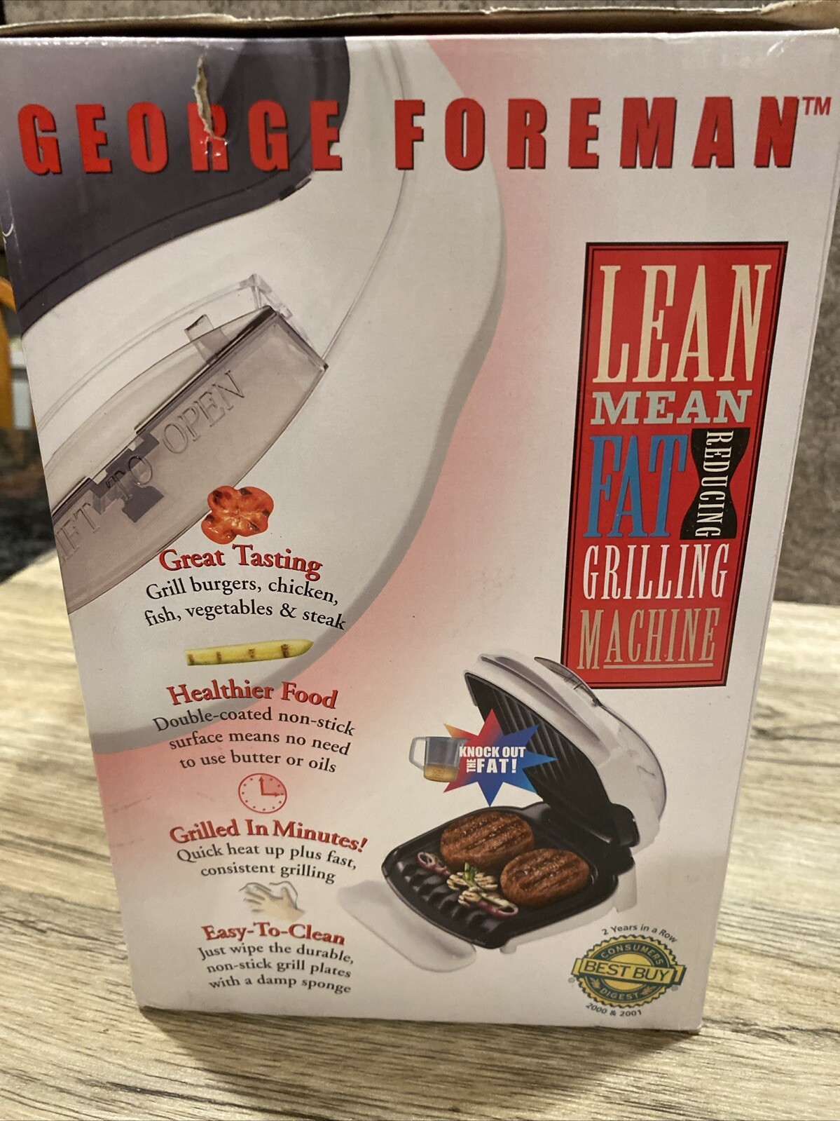 Vintage George Foreman lean mean fat reducing grilling machine
