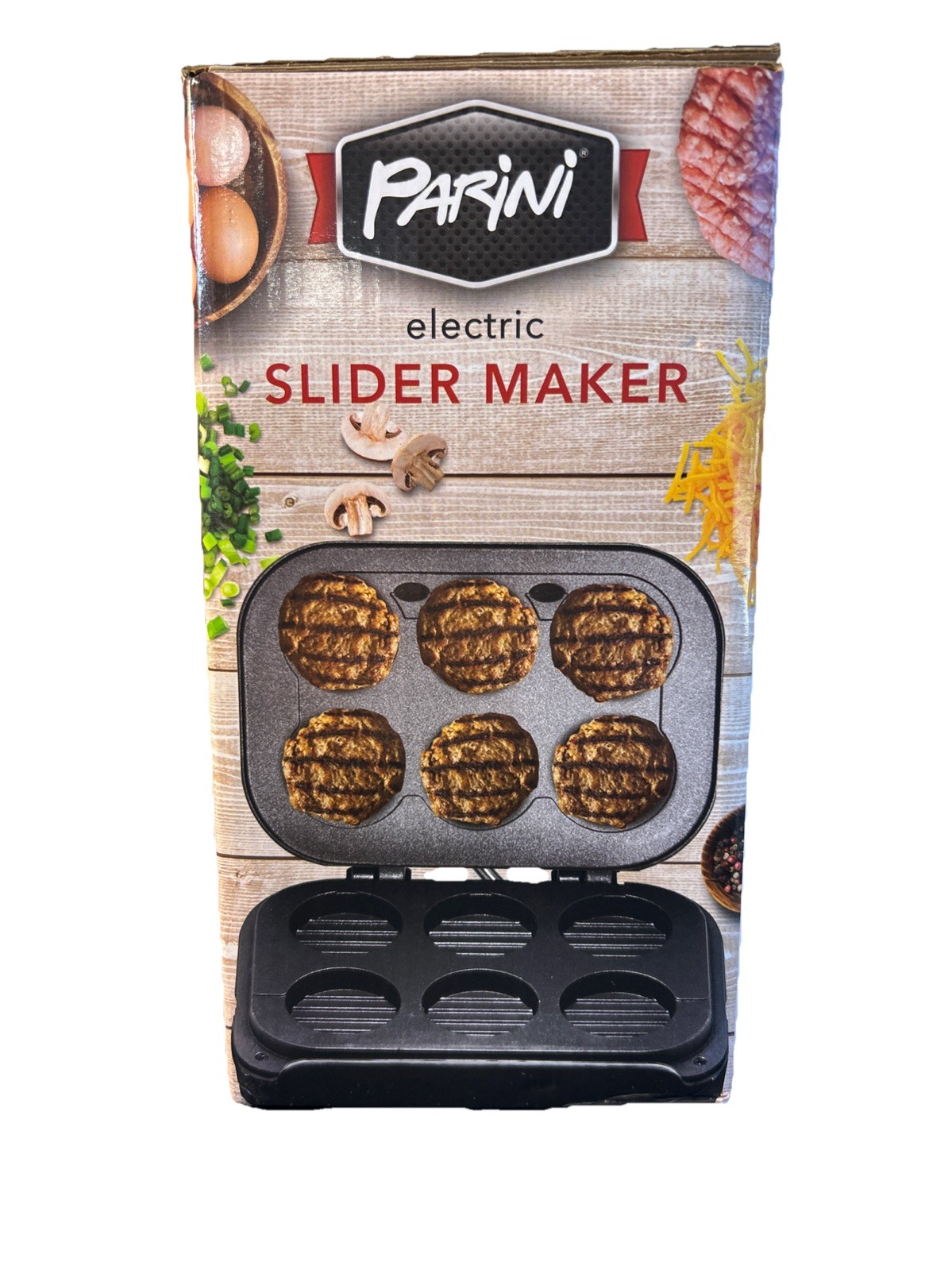 Parini Electric Slider Maker Non Stick Surface Grills 6 Sliders-NIB