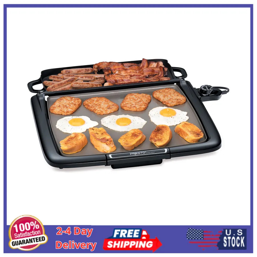 Presto Electric Nonstick Griddle with Warming Tray and Multifunction Tray