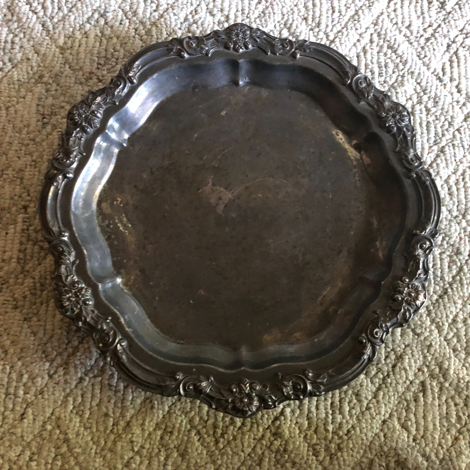 Footed Cocktail Tray Scalloped Platter 7734E FB Rogers Parts No Electric Vintage