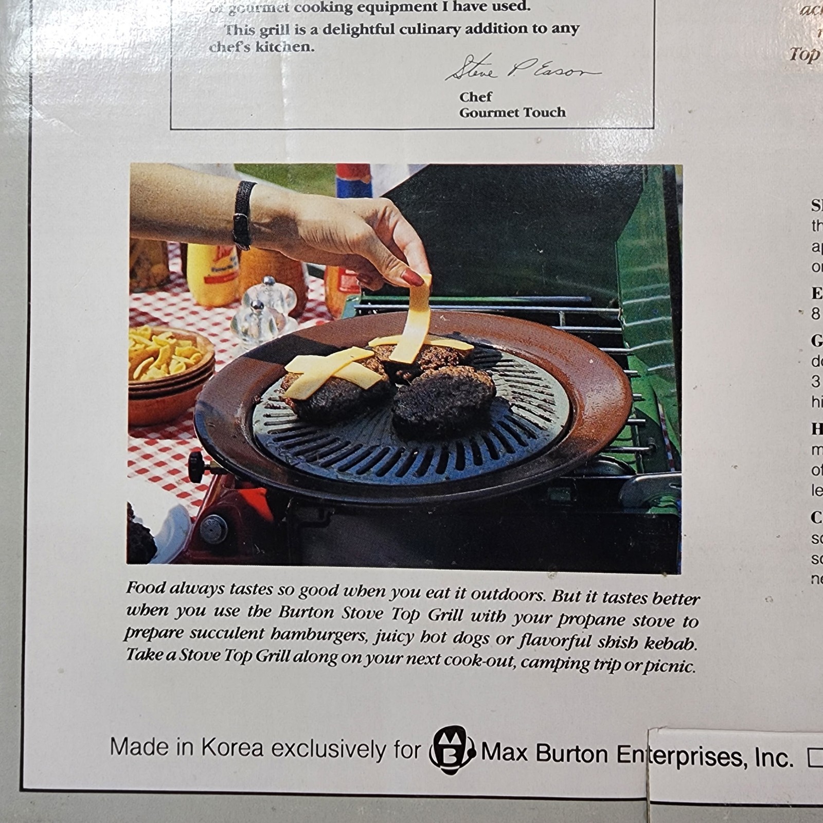 Burton Stove Top Grill Indoor BBQ Pan w Drip Tray Korea Open Box