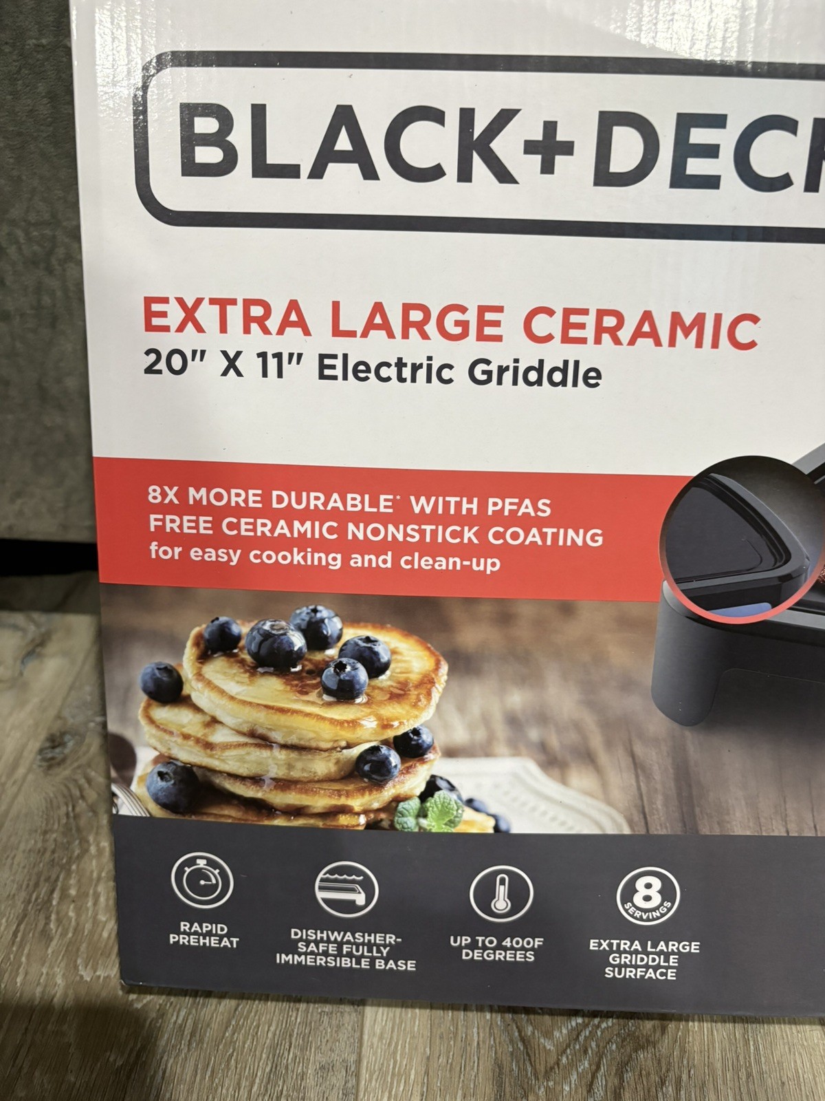 BLACK+DECKER 8-Serving Electric Griddle, GD2011BX Non-Stick Cooking Surface NEW