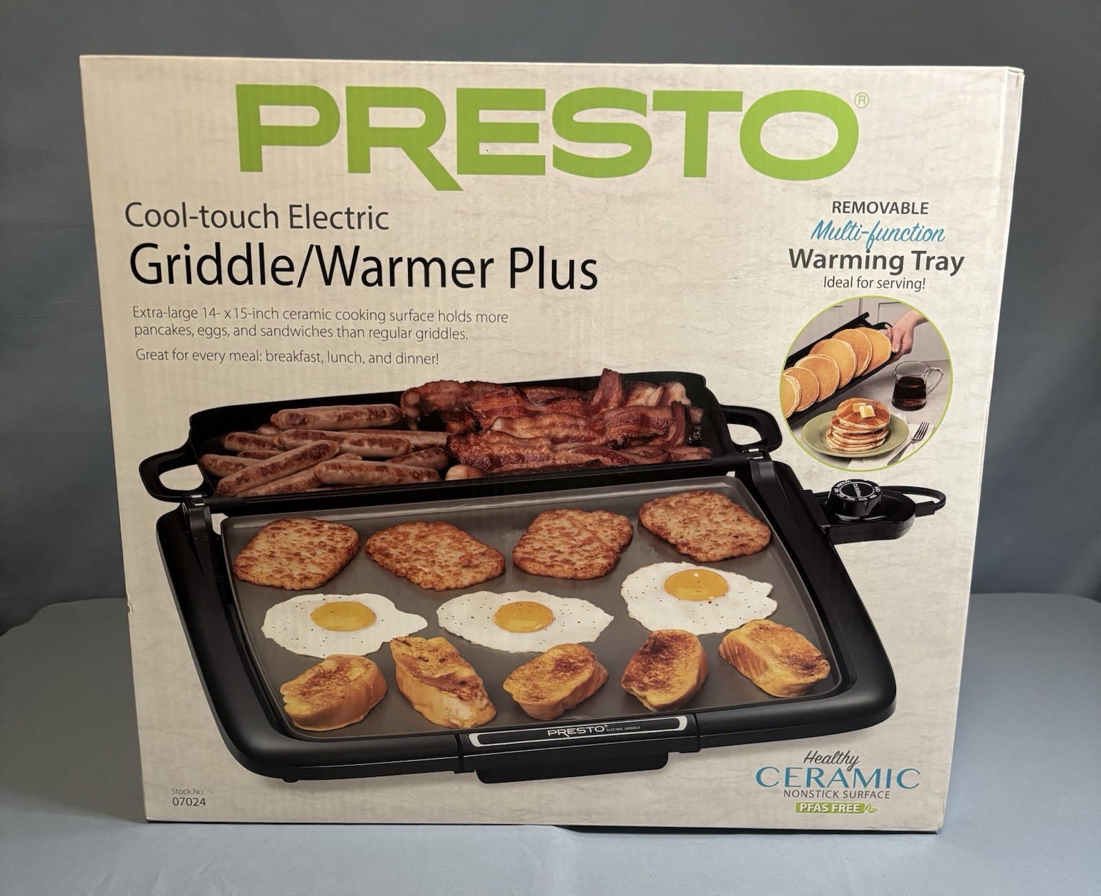 Presto 07024 Electric Griddle New Warmer Plus Black M Sealed Box Ceramic