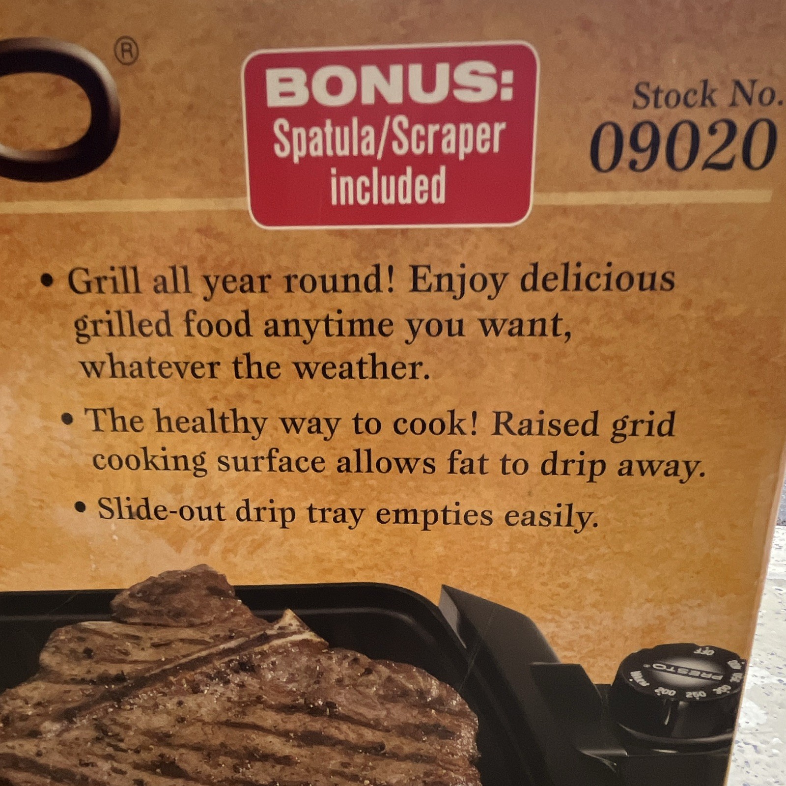 Presto 09020 Cool Touch Indoor Electric Grill w/ Temp Control, Spatula/Scraper