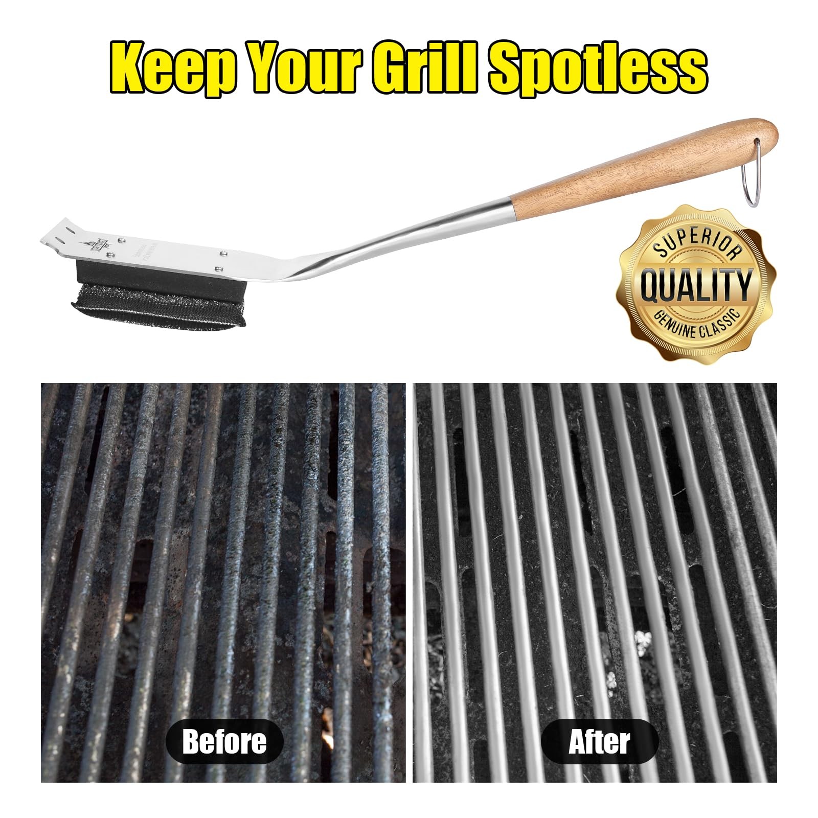 XUDAKAIXIN Grill Brush Bristle Free,Unique Steel Brush, Gray