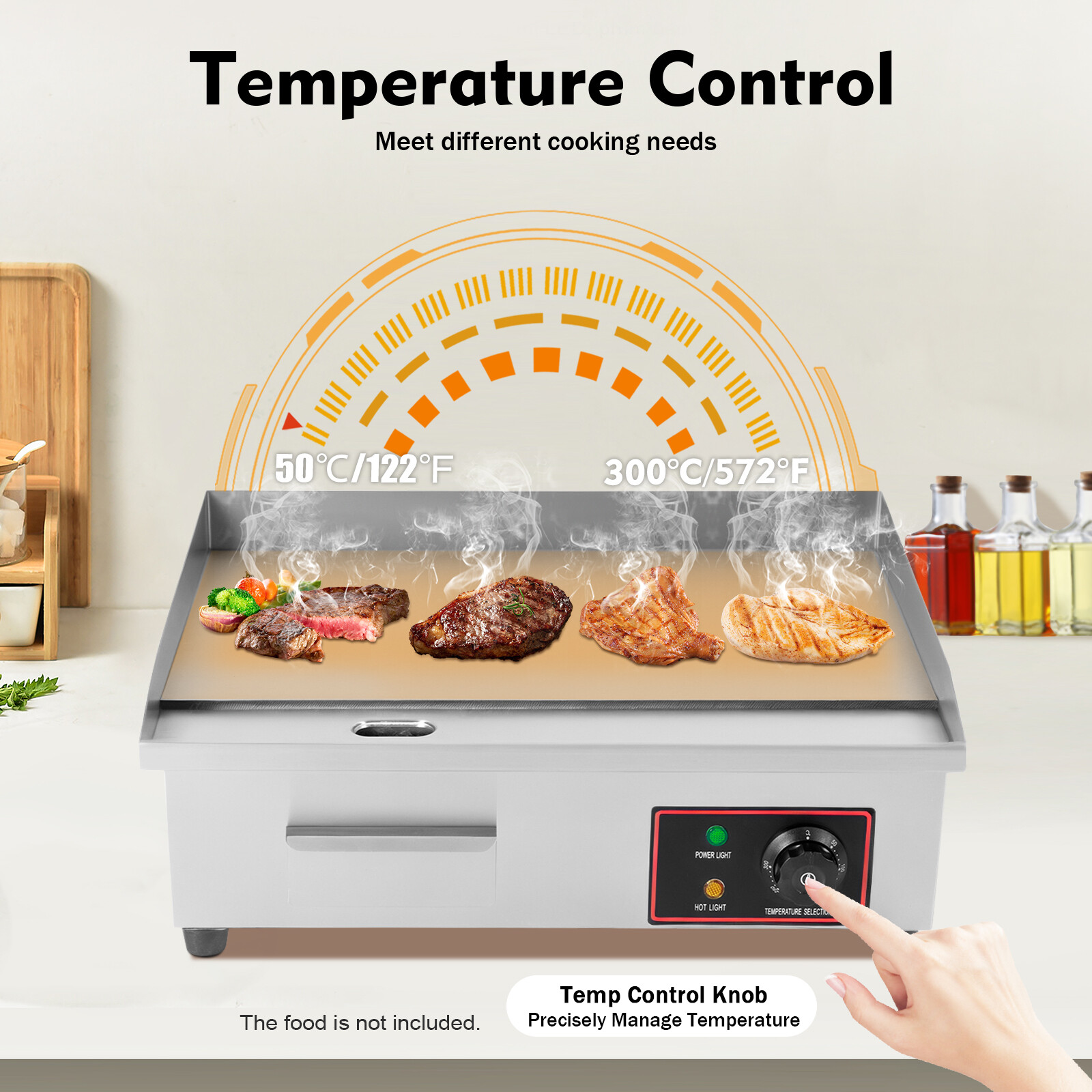 22″ 3000W Commercial Electric Griddle Flat Top Grill Hot Plate BBQ Countertop.