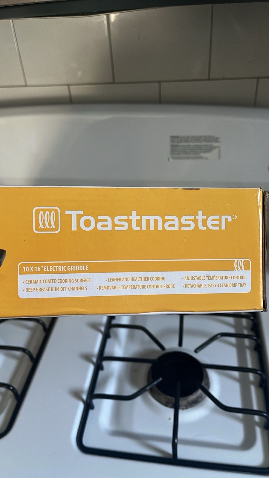 Toastmaster 10×16 Electric Griddle 1500W Black Nonstick Ceramic, Drip Tray