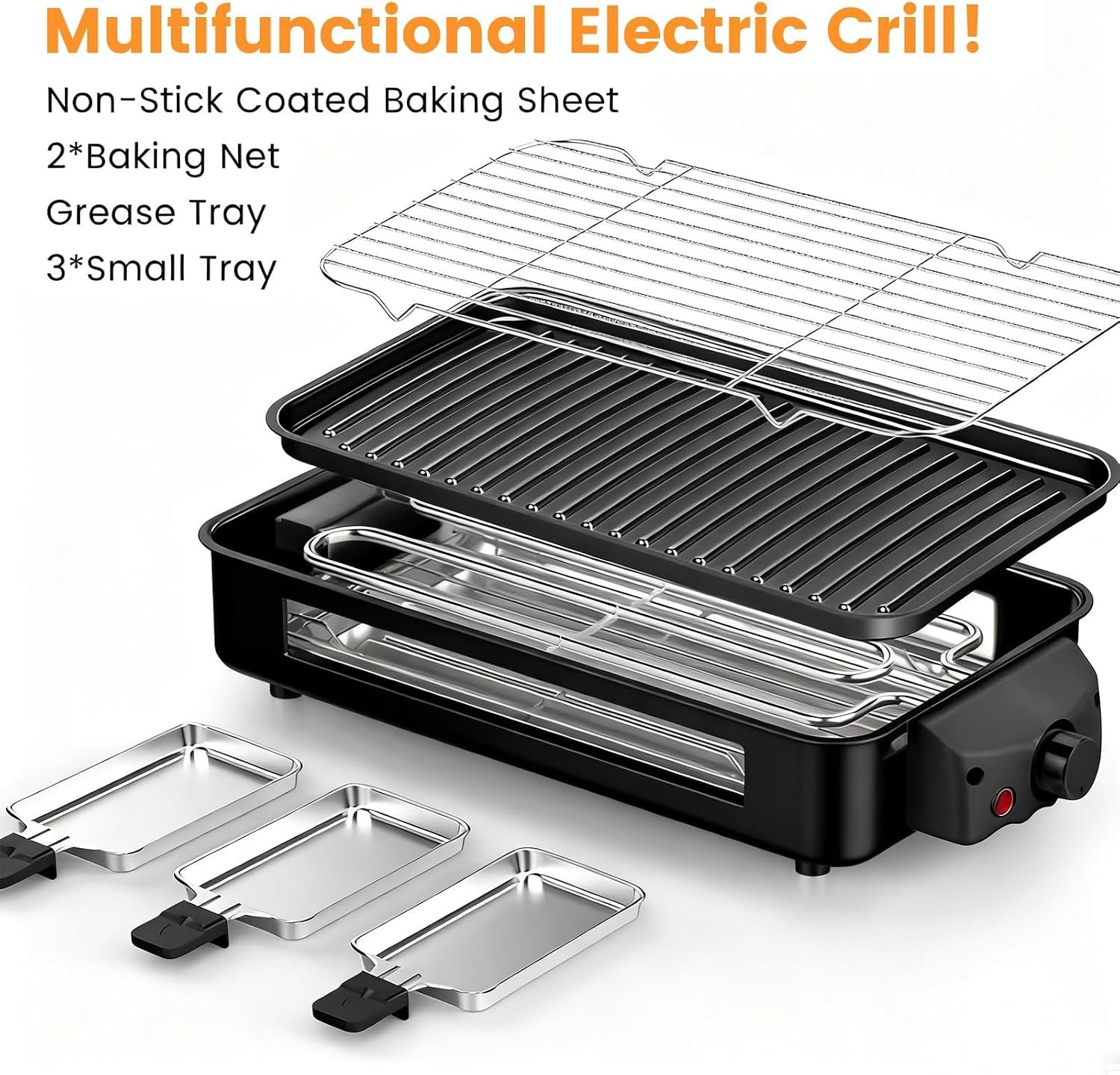 Compact 1700W Indoor BBQ Grill with Removable Non-Stick Plate – Easy Clean