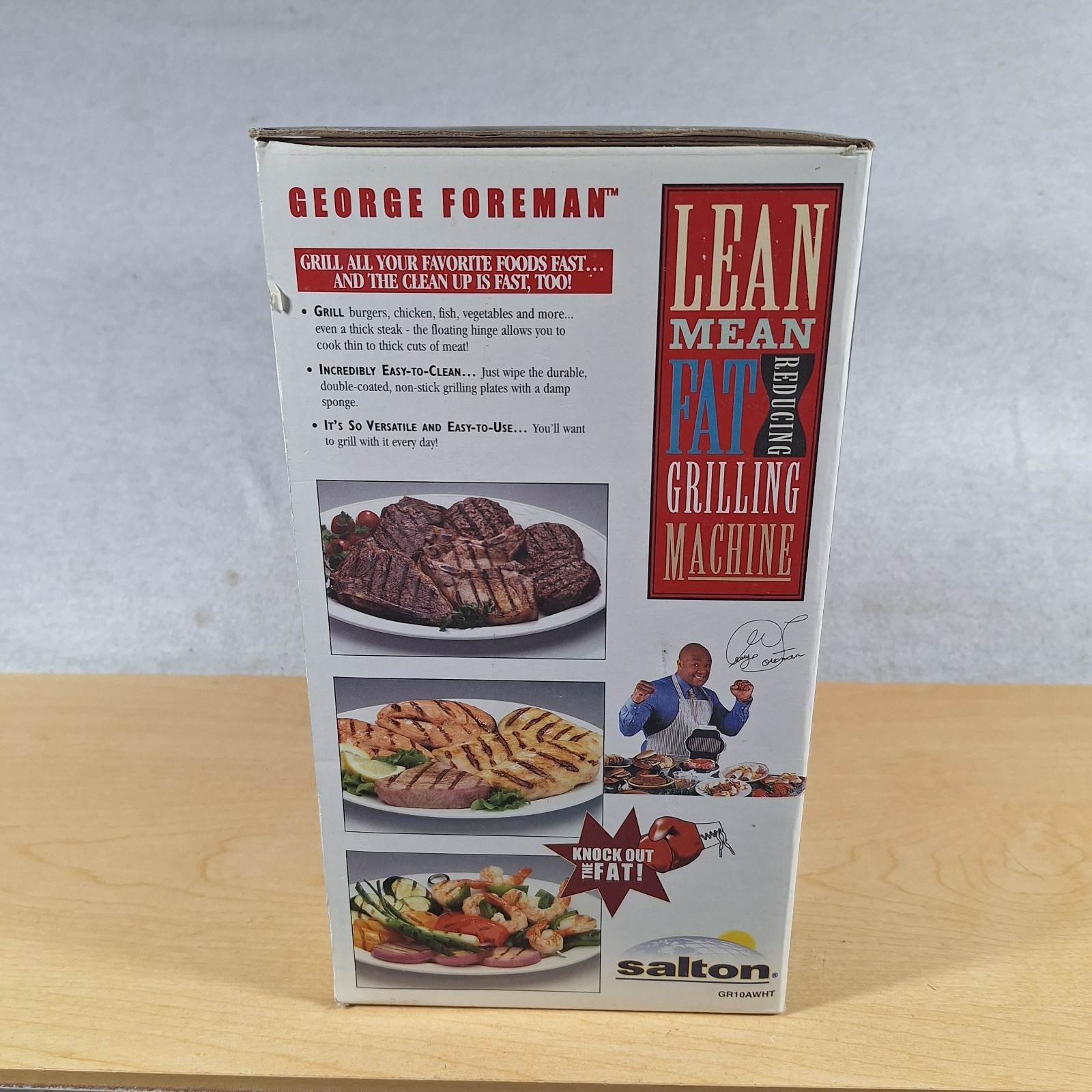 Vintage George Foreman GR10AWHT Lean Mean Fat Reducing Grill New In Open Box