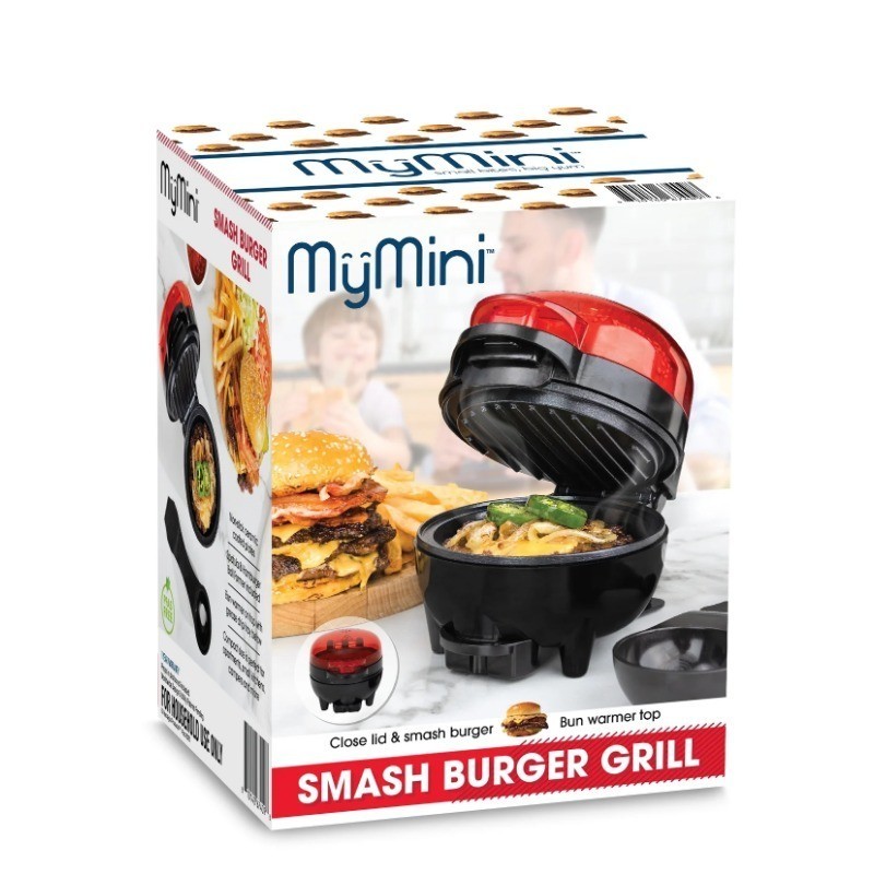 5″ Smash Burger Griddle with Bun Warmer 750 Watts Non-Stick Kitchen Red