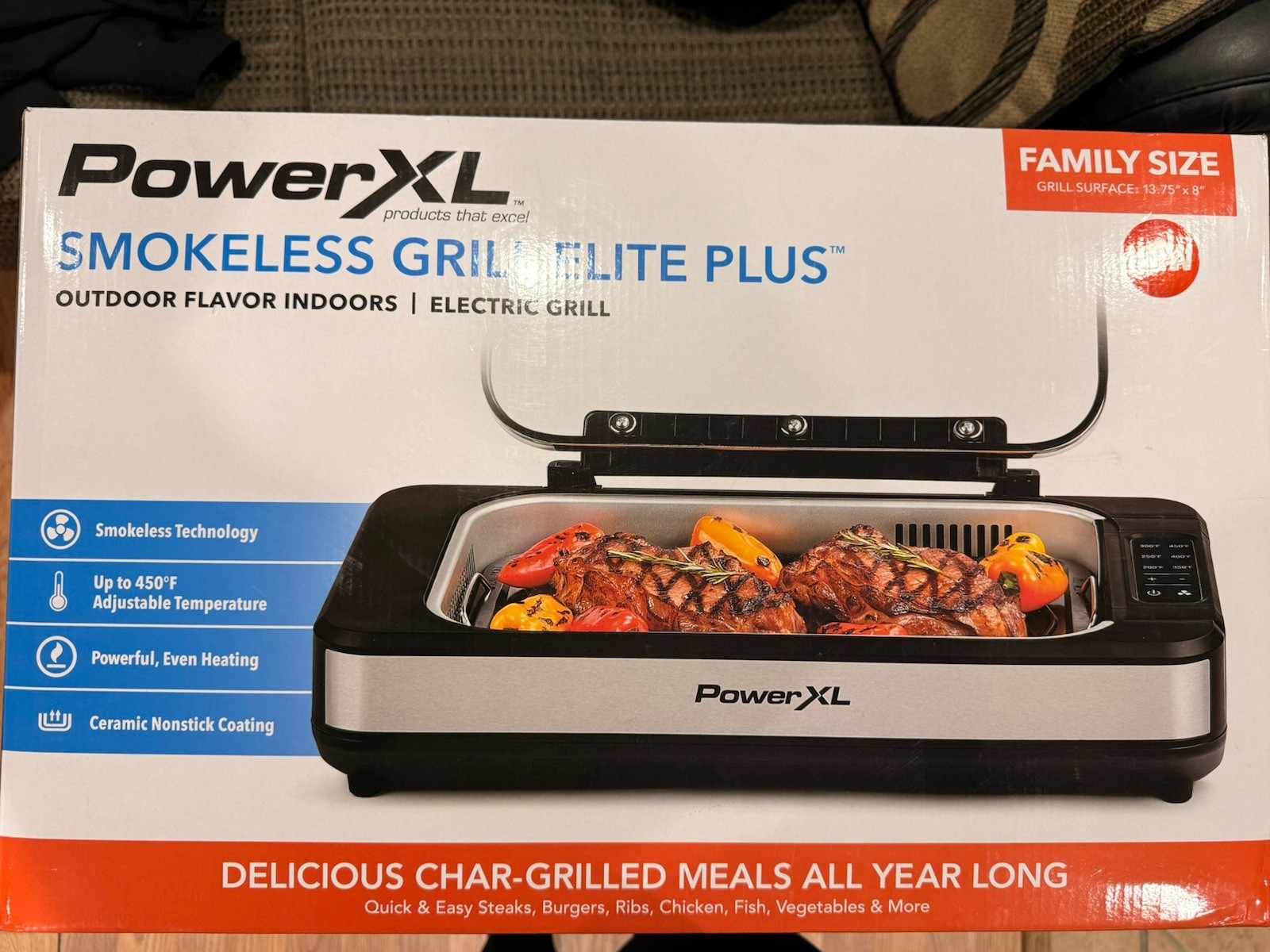 PowerXL Smokeless Grill Elite Plus Indoor Electric Grill 1500W Ceramic Nonstick