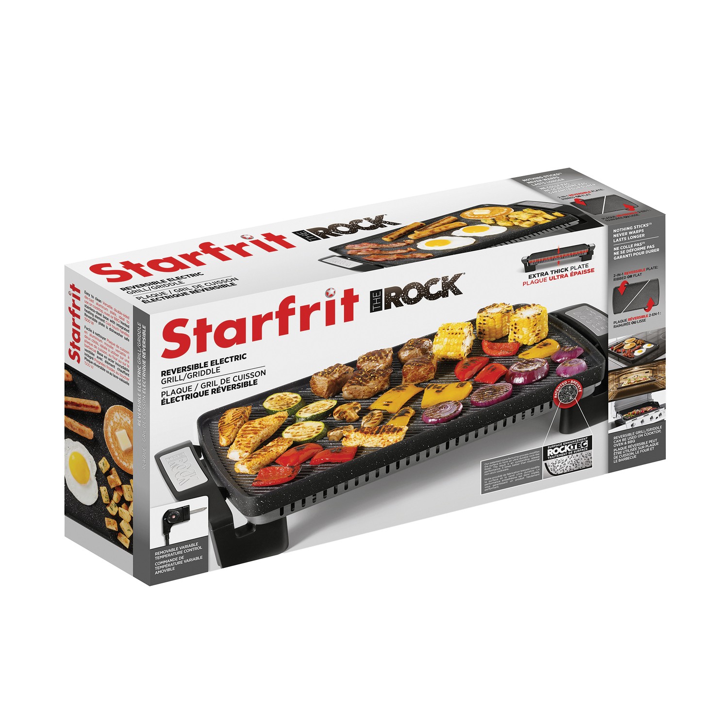 THE ROCK™ by Starfrit® 16.5 In. x 9.75 In. Electric Reversible Grill/Griddle