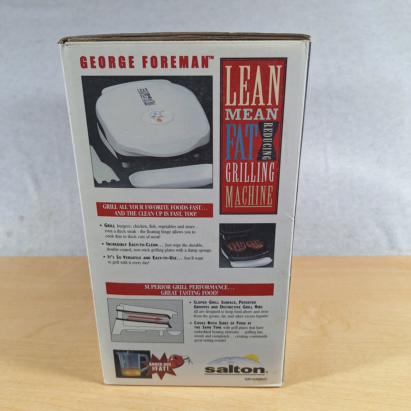 Vintage George Foreman GR10AWHT Lean Mean Fat Reducing Grill New In Open Box