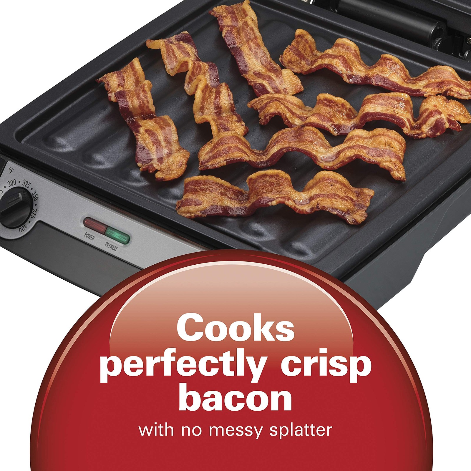 Hamilton Beach 4-in-1 Indoor Grill Electric Griddle Combo with Bacon Cooker,