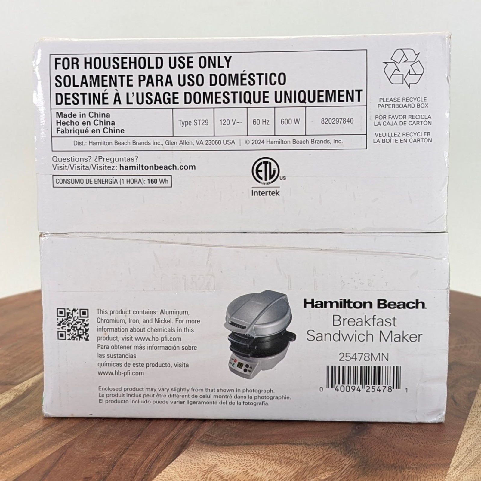 Hamilton Beach Breakfast Sandwich Maker Timer Nonstick Dishwasher Safe 25478