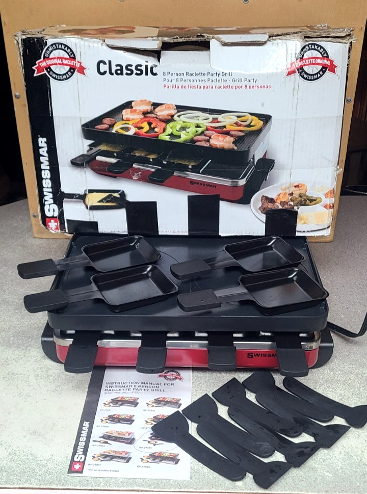 SWISSMAR Classic 8 Person Raclette Party Grill KF-77043 Reversible Nonstick