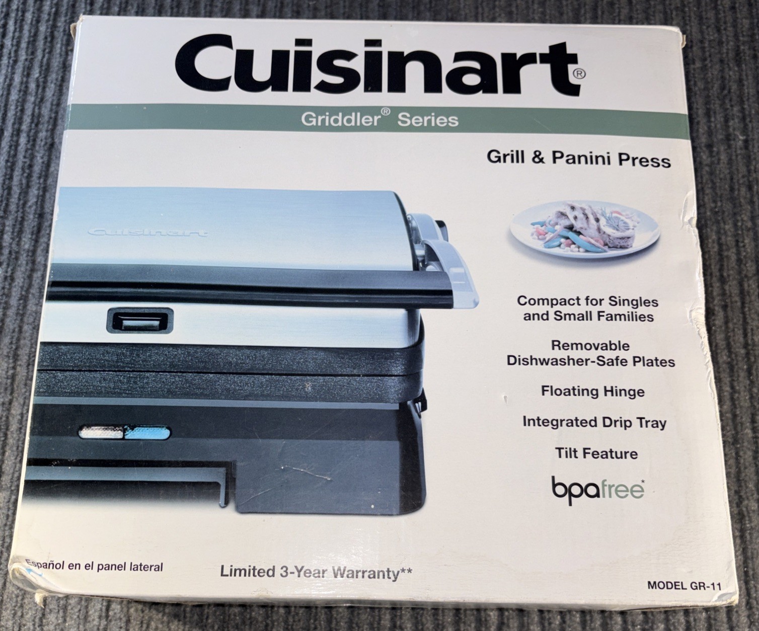 Cuisinart Griddler Series Grill And Panini Press GR-11 – New Open Box