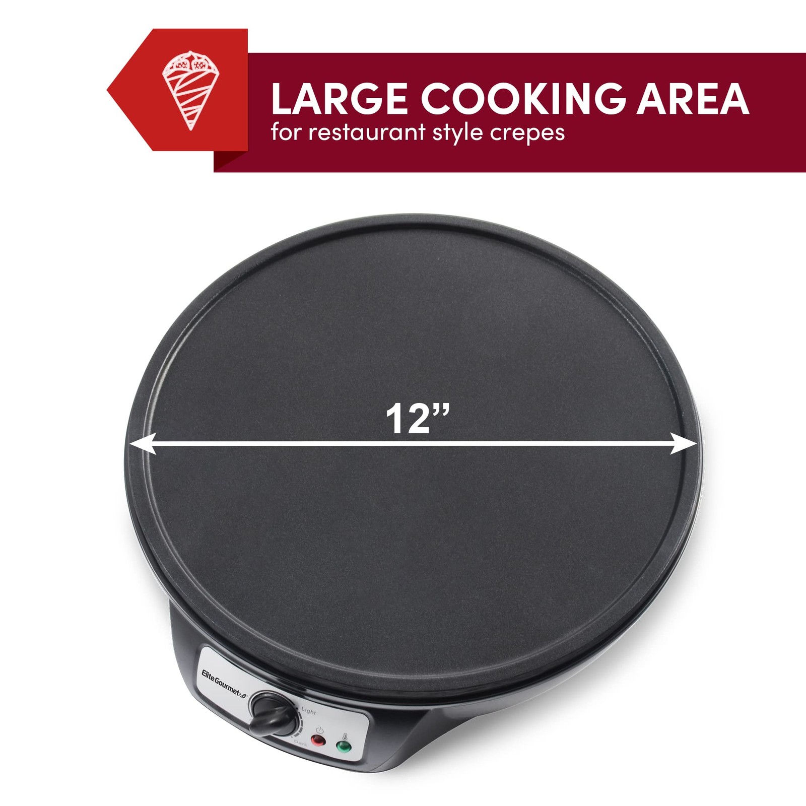 Elite Cuisine ECP-126 Maxi-Matic Electric Crepe Maker, Pancake, Hot Cakes and No