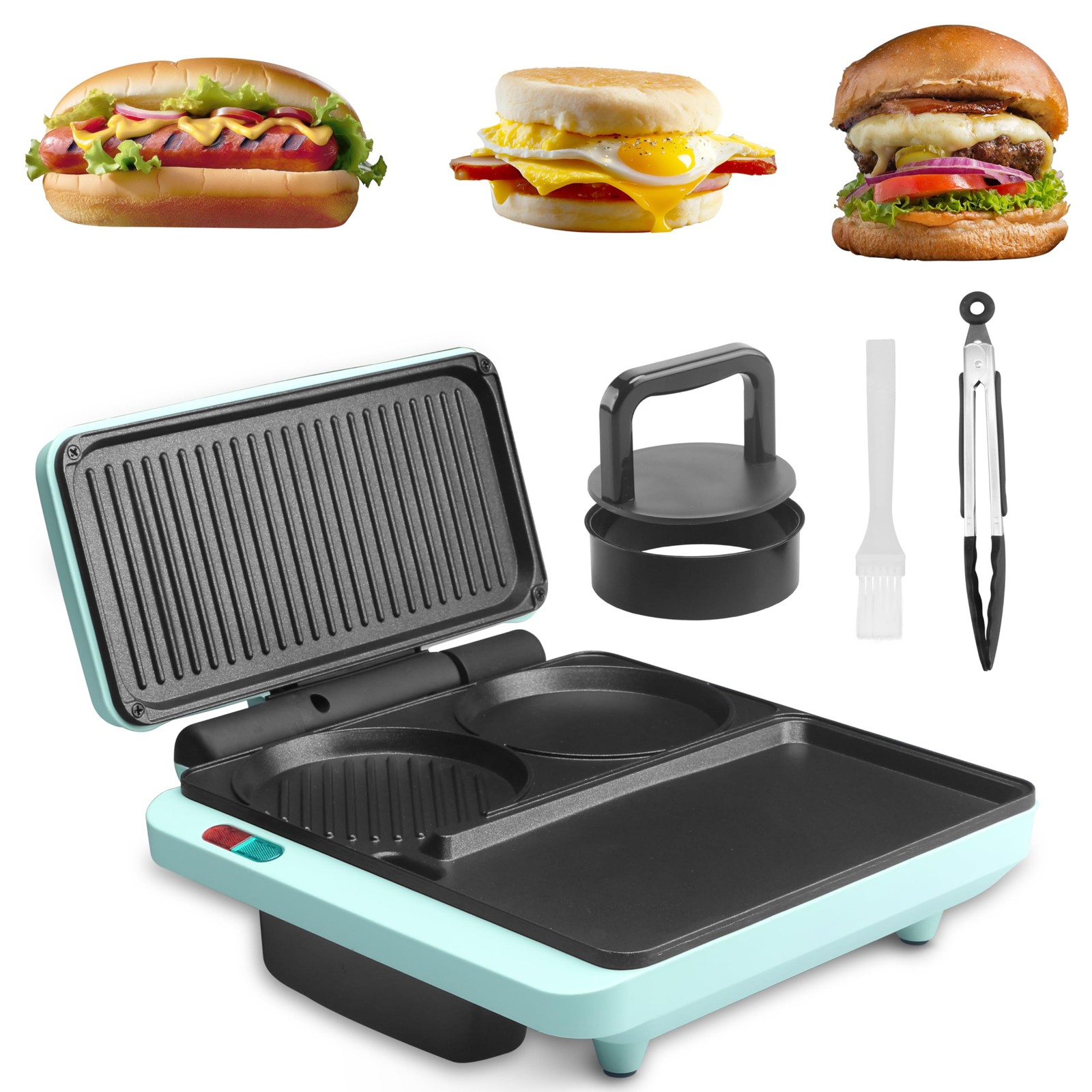 Baker’s Friend Breakfast Sandwich Maker, Nonstick Electric Griddle & Grill Combo