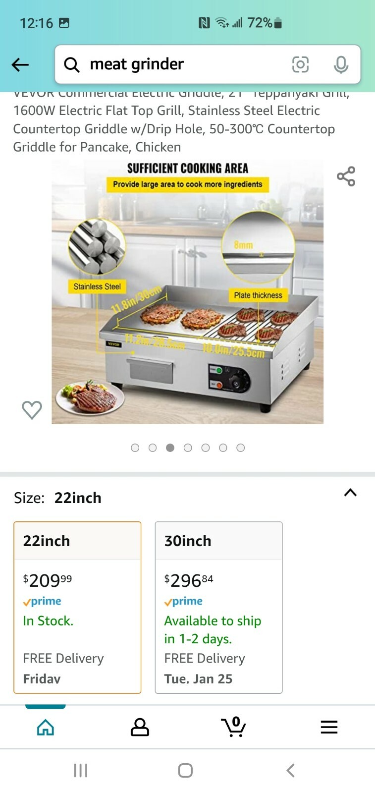 VEVOR 1.6kw Commercial Electric Griddle Flat Countertop Grill 22″ Restaurant