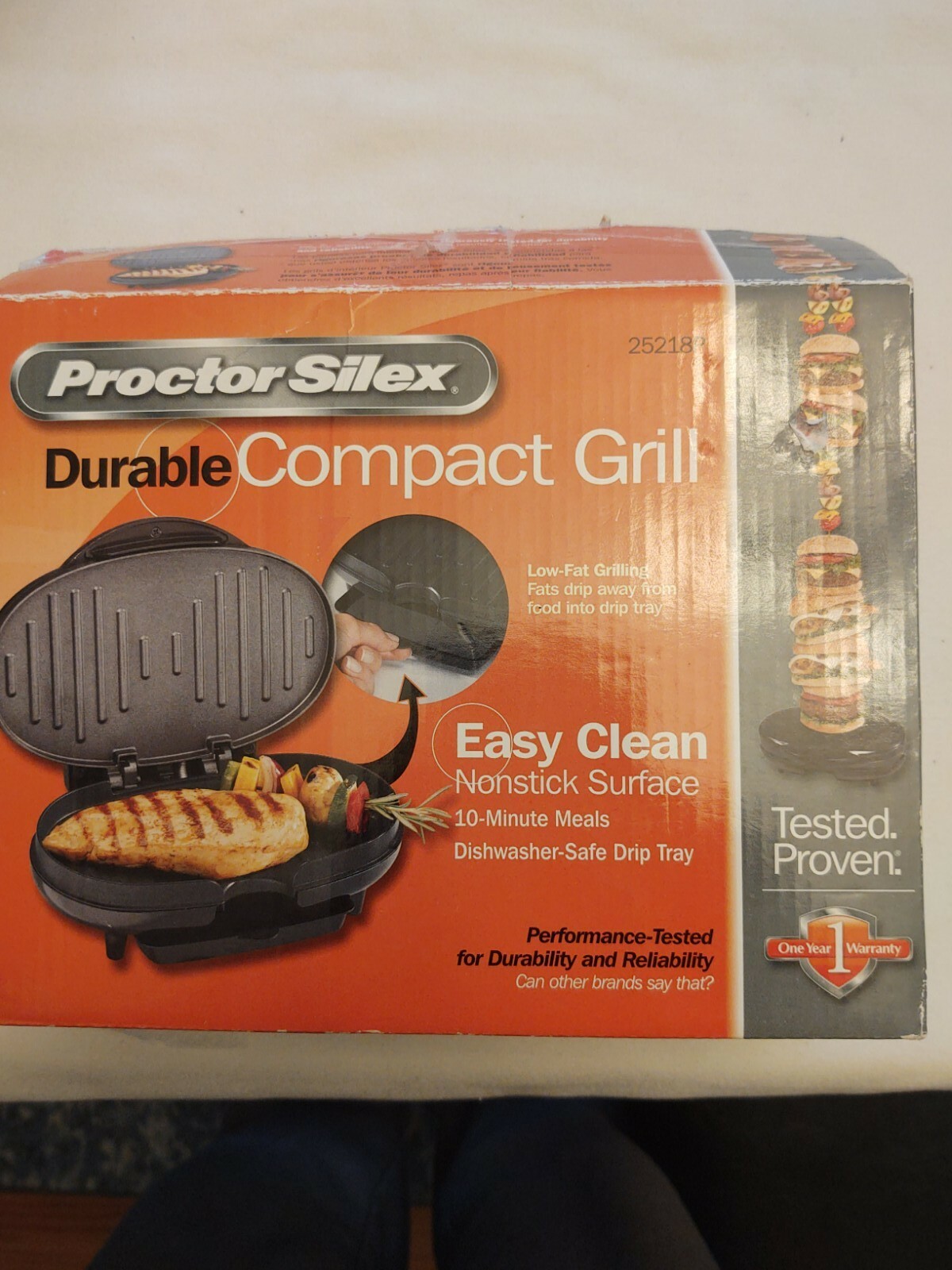 Proctor Silex Durable Compact Grill New In Box