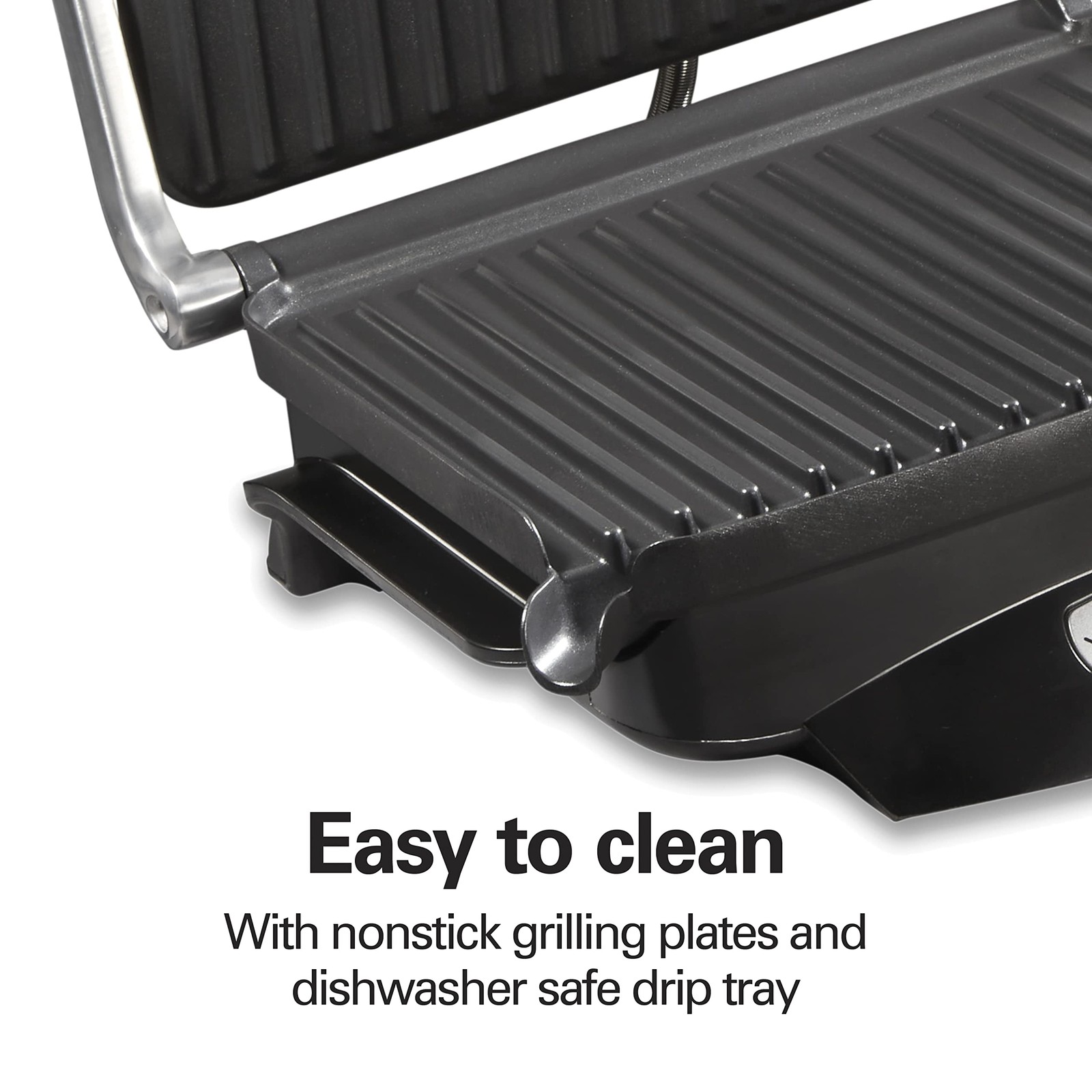 Large 100 sq. in. Non-Stick Grilling Plate,, Black and Stainless Steel