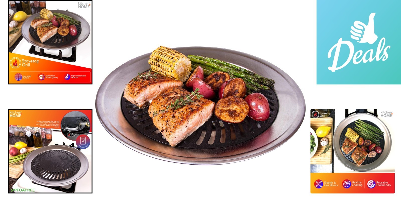 Compact Smokeless Indoor Grill 12.6″ – Stainless Steel Non-Stick BBQ Experience