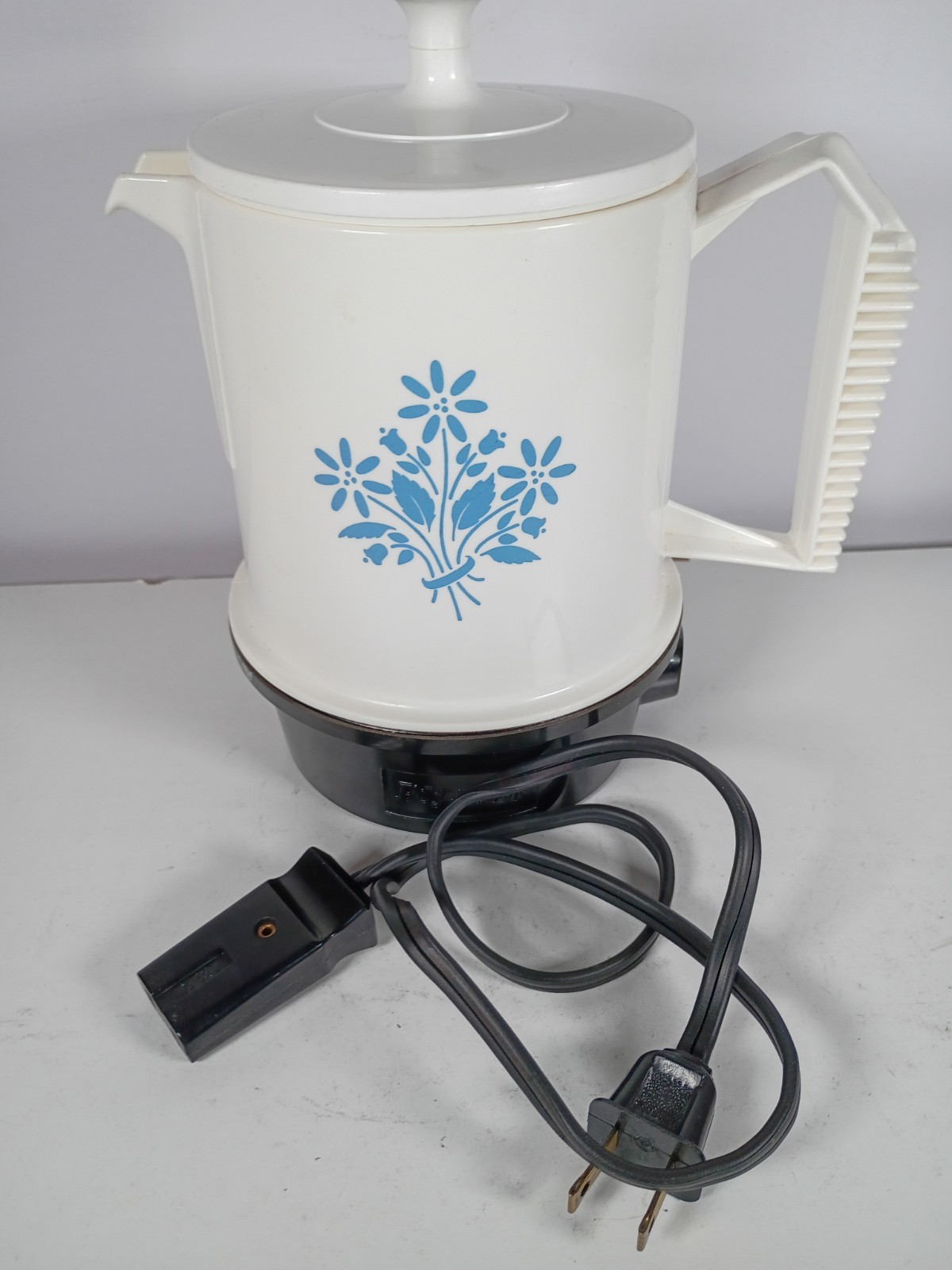 Vintage Blue Floral Regal Poly Hot Pot 5 Cup Electric Tea Coffee Water Kettle
